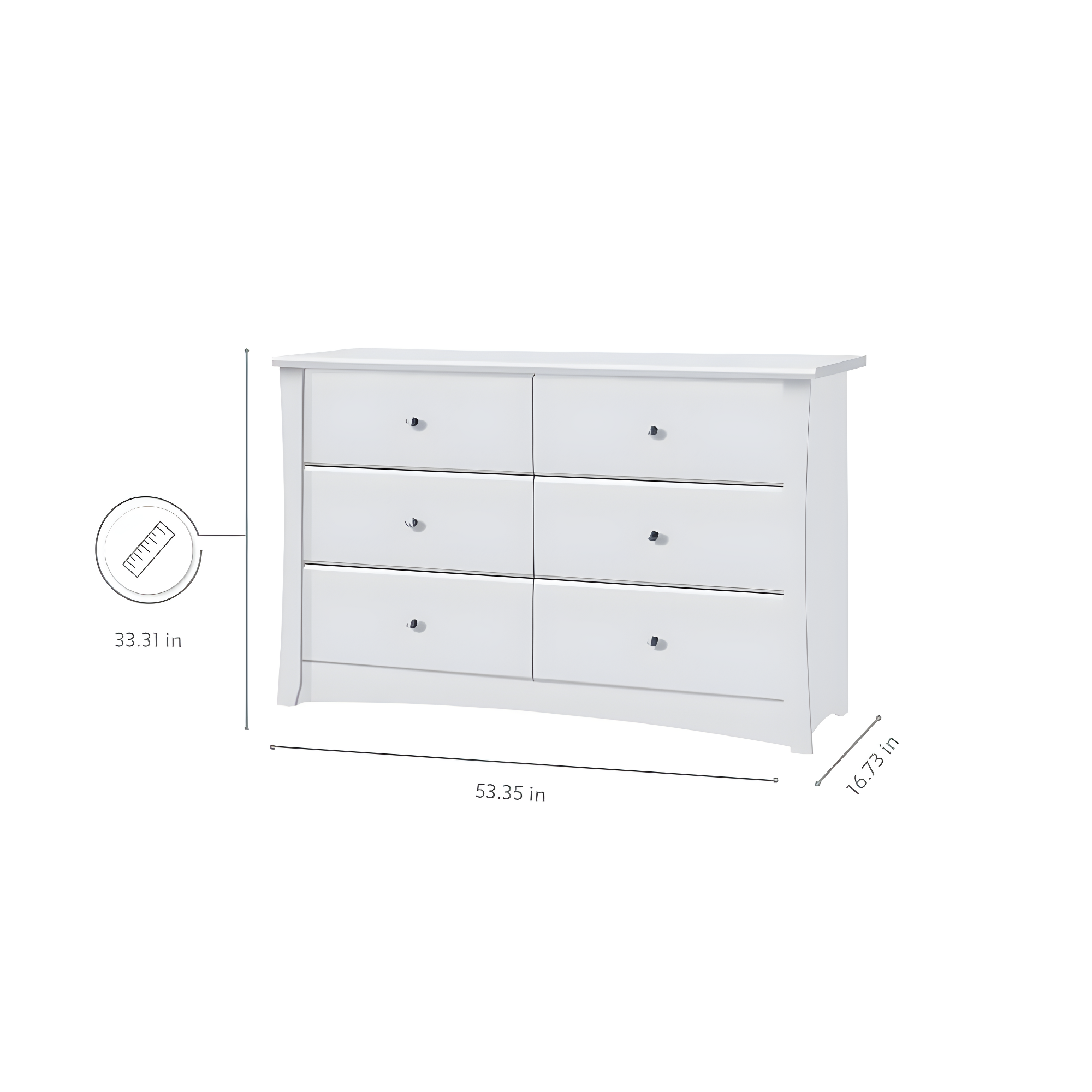 Crescent 6 Drawer Double Dresser