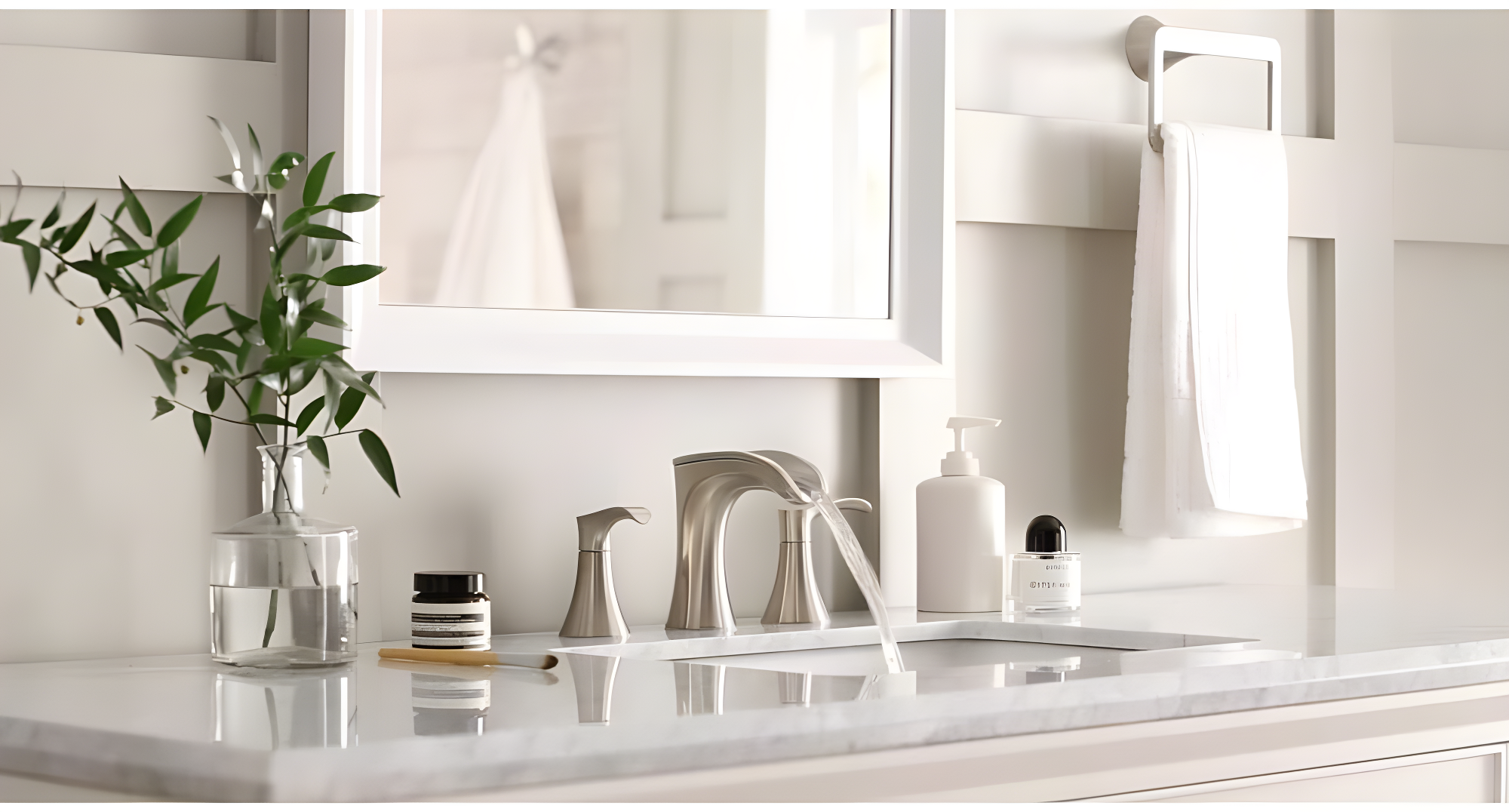 Pfister LF049BRKK Brea 8 in. Widespread 2-Handle Waterfall Bathroom Faucet in Brushed Nickel