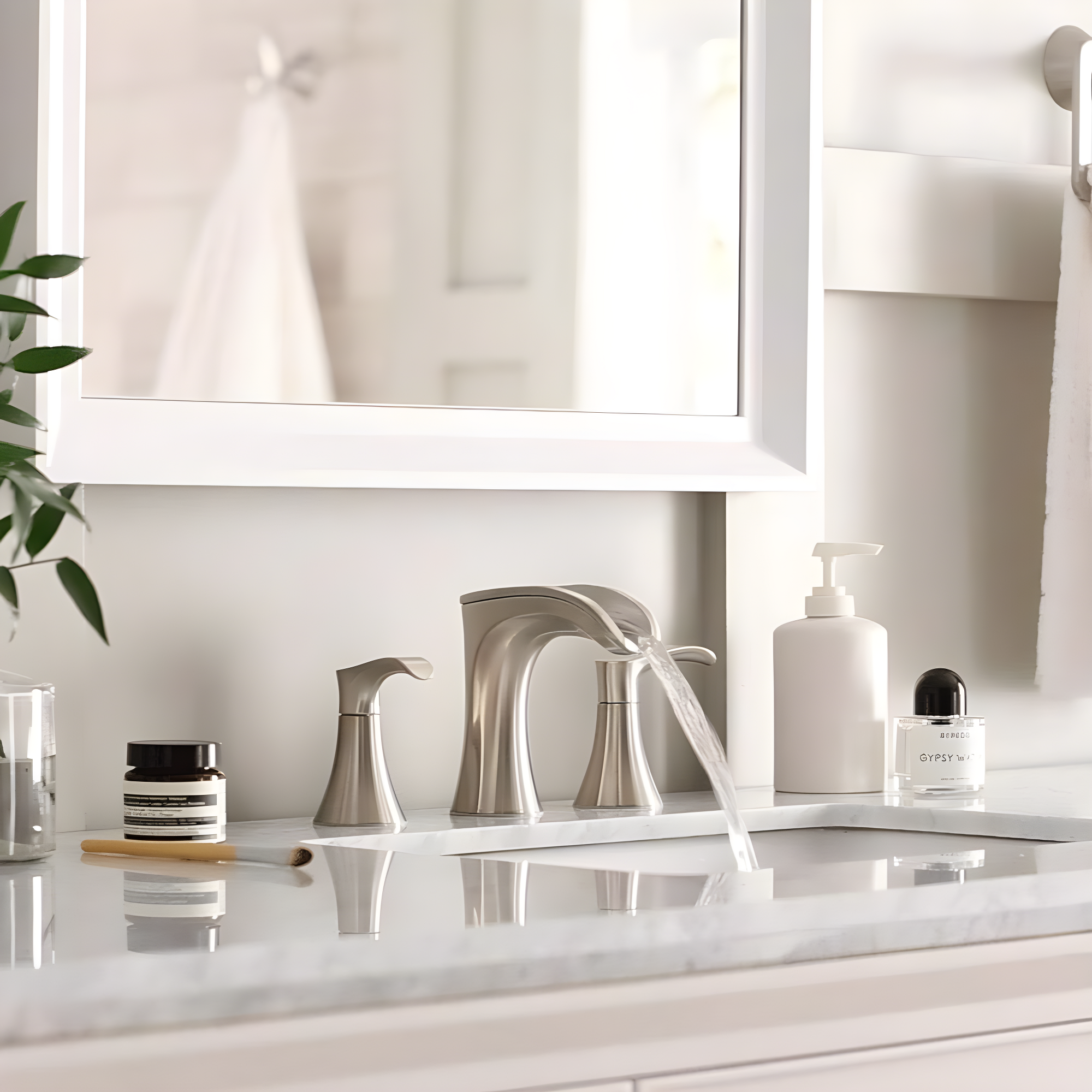 Pfister LF049BRKK Brea 8 in. Widespread 2-Handle Waterfall Bathroom Faucet in Brushed Nickel