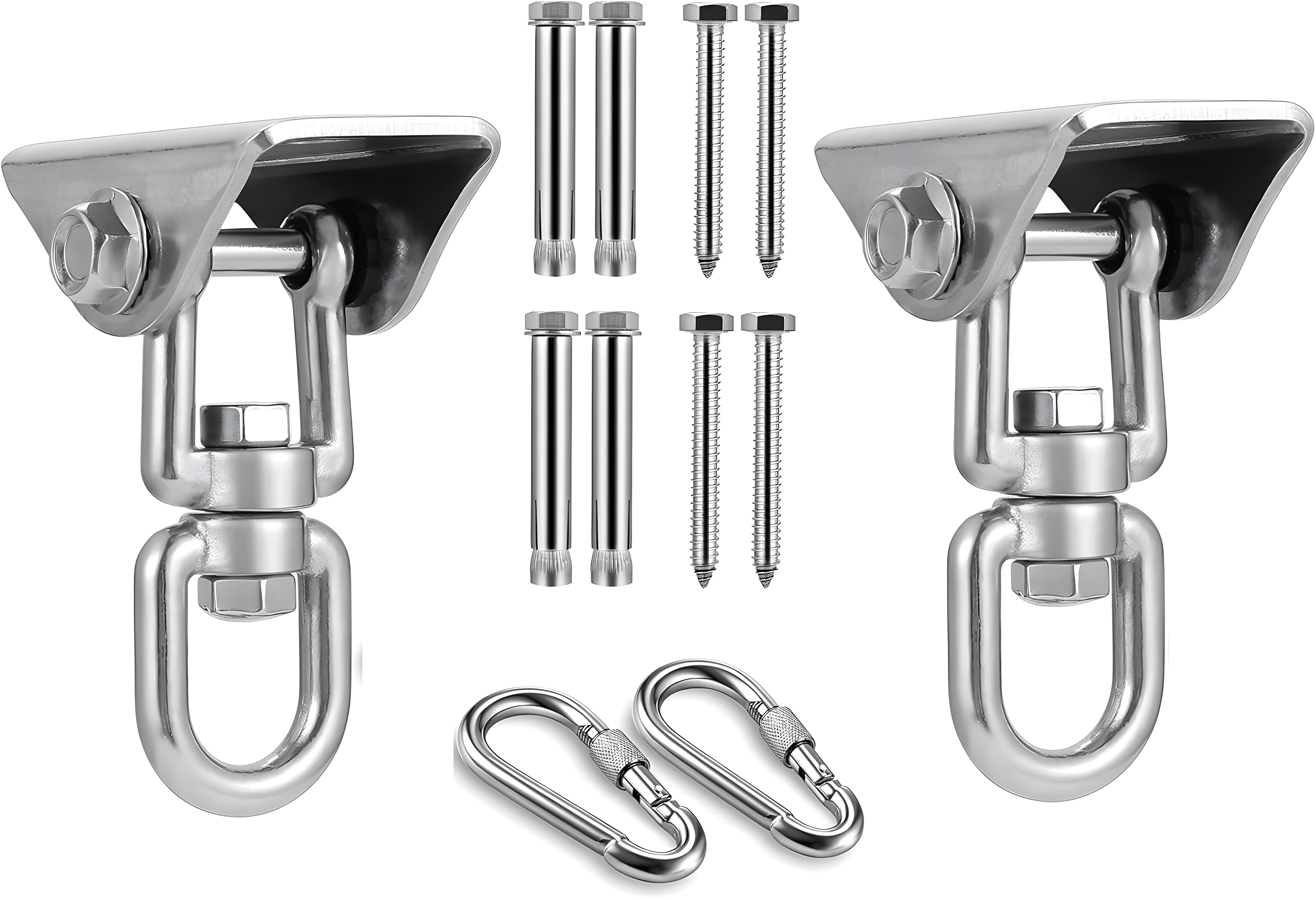 Stainless Steel Hanging Kit Swing Hangers and Hammock Spring and Swing Swivel Spinner Kglobal Swivel Hook and Locking Snap Hooks for Wooden Sets，tire Swing Swivel, Seat Trapeze Yoga