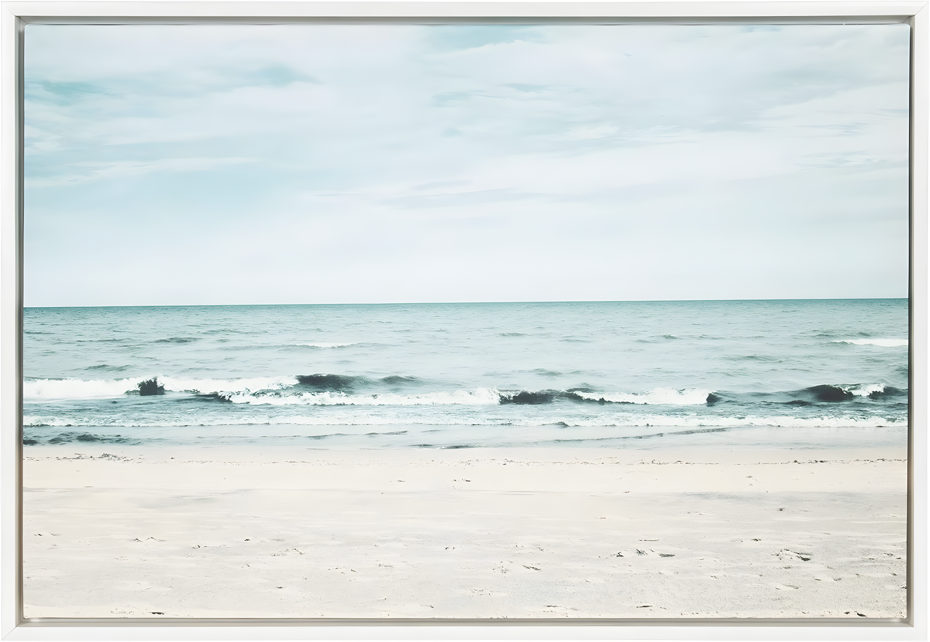 23" x 33" Sylvie Beach 2 Framed Canvas by F2 Images White - Kate and Laurel: Modern Wall Art, Ocean Screen Print, Sawtooth Back Mount