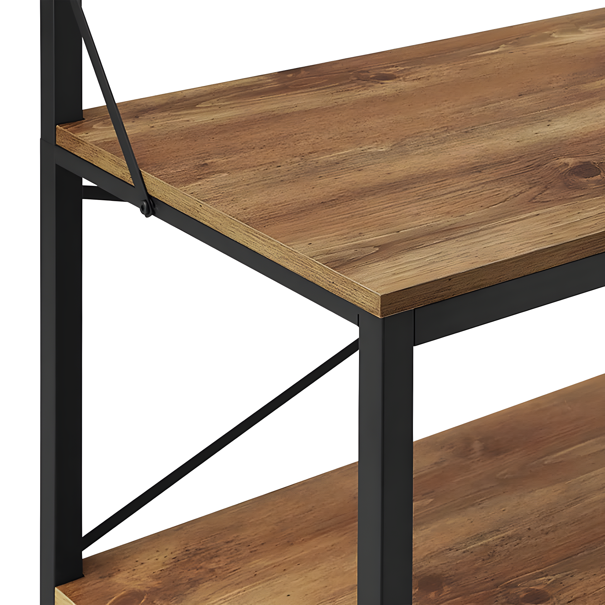 Walker Edison Industrial Hall Tree with Bench and Coat Hooks, Barnwood