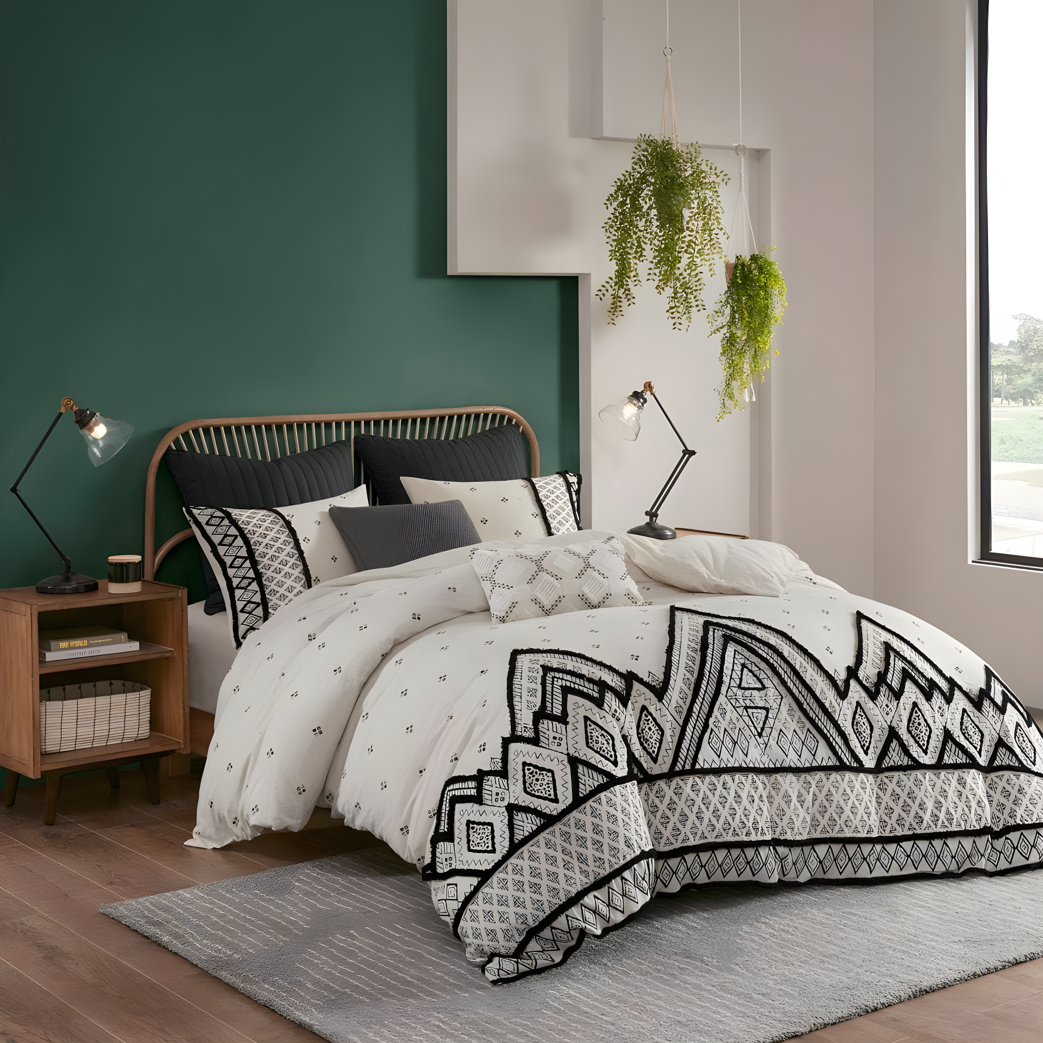 INK+IVY Marta 3 Piece Cotton and Flax Linen Blend Comforter Set