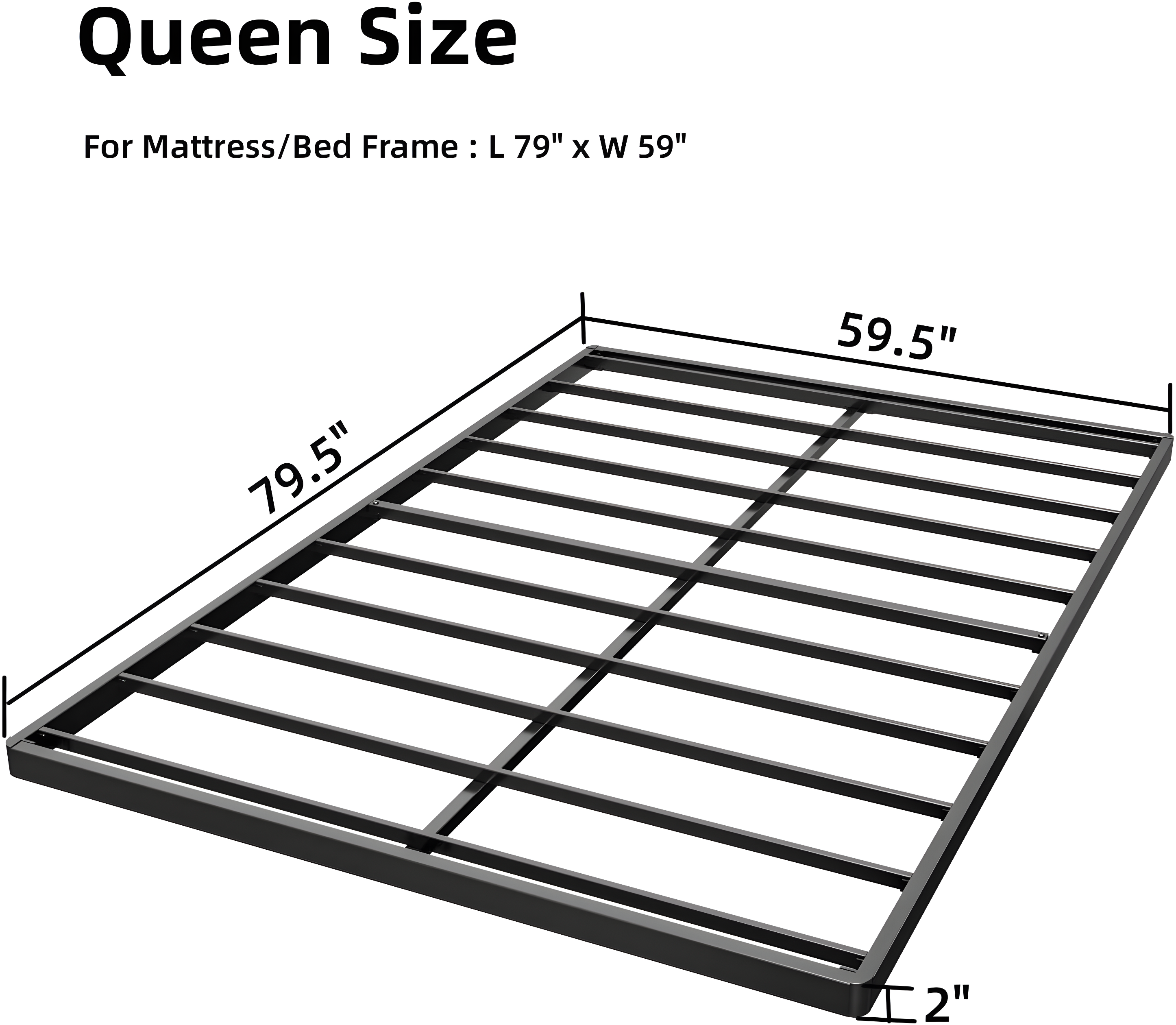 Alwyn Home Bercht 2" Low Profile Metal Box Spring Bunkie Board, Thin Bed Slat Replacement(No legs)