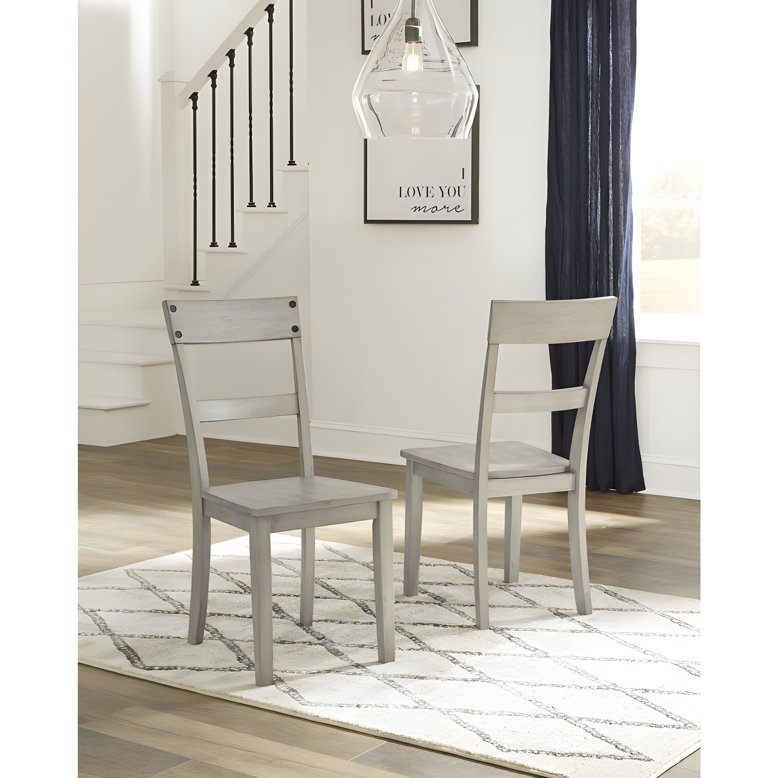 Signature Design by Ashley Loratti Modern Farmhouse Weathered Wood Dining Chair, Set of 2, Gray