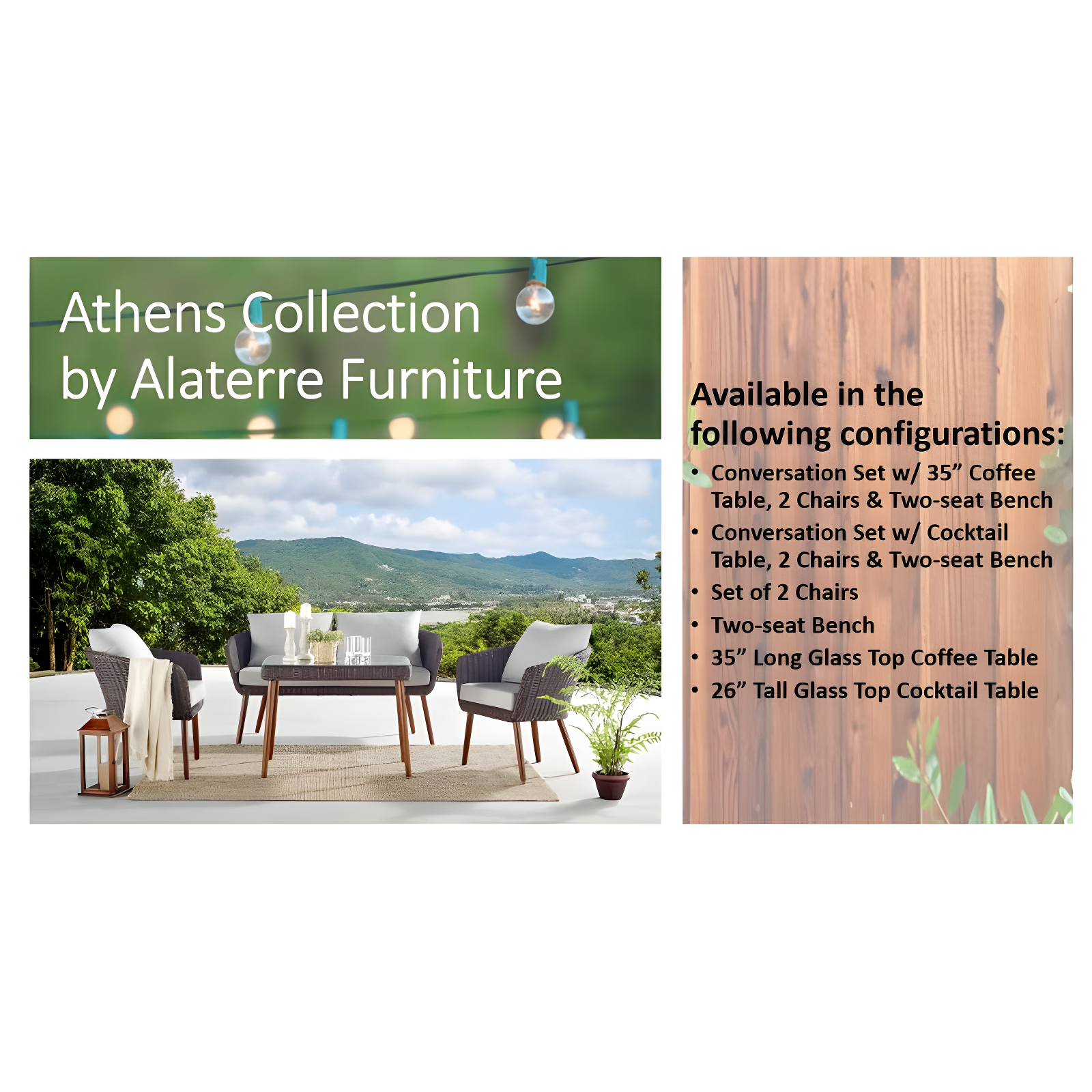All-Weather Wicker Athens Outdoor Cocktail Table Brown - Alaterre Furniture
