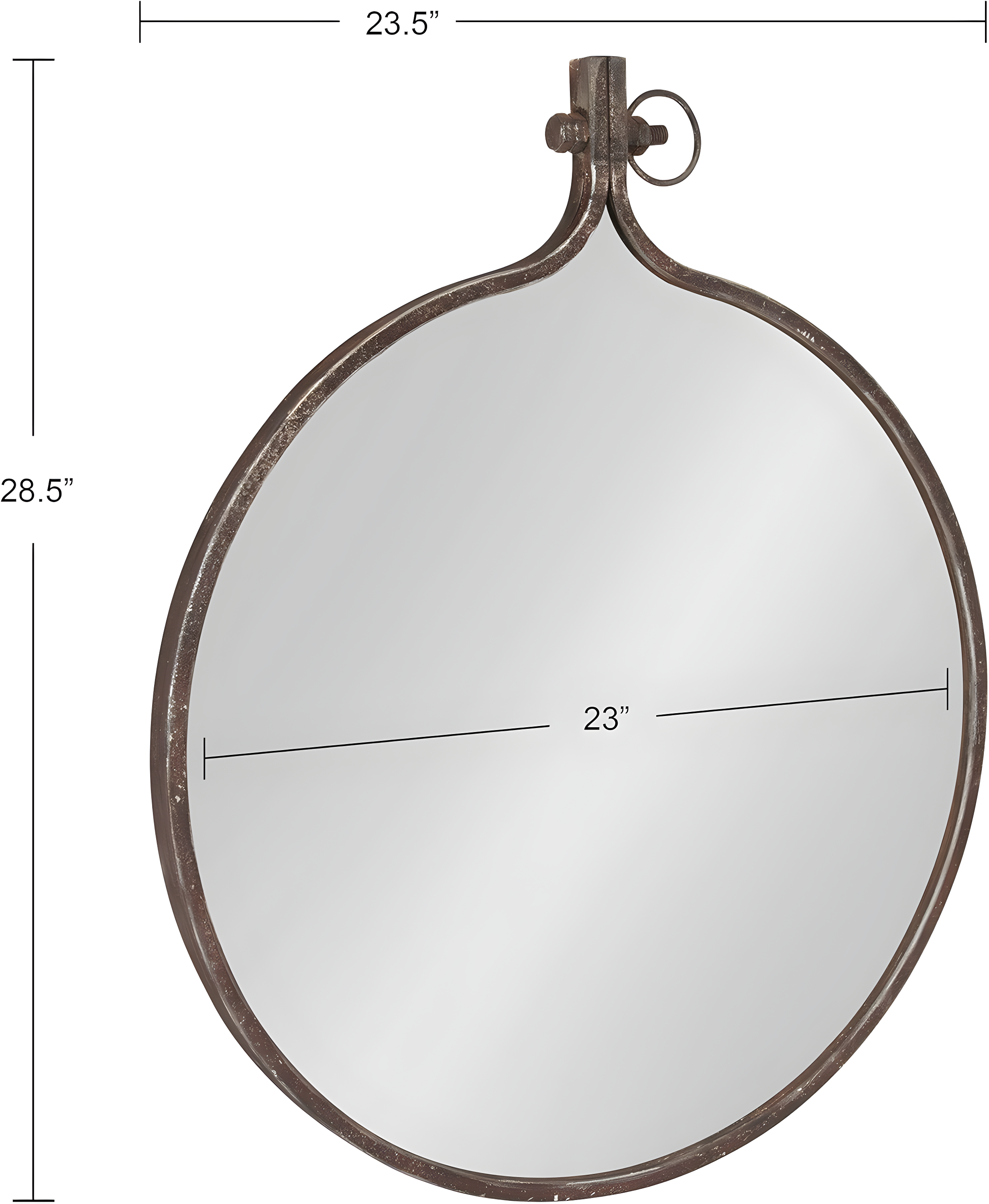 24" x 28" Yitro Metal Framed Wall Mirror Bronze - Kate and Laurel: Round, Oil Rubbed, Hanging Decor