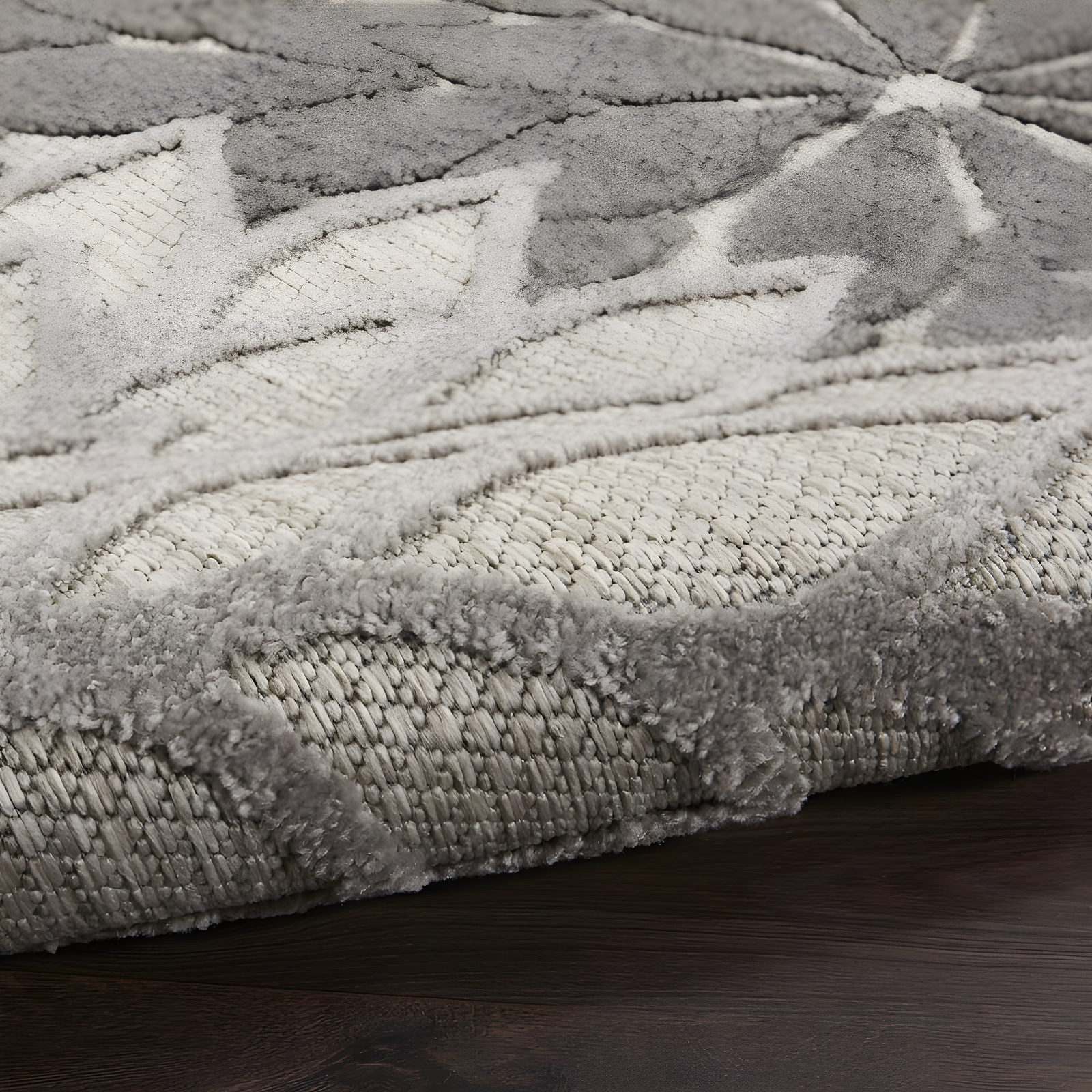 Nourison Aloha Floral Bloom Flatweave High-Low Indoor Outdoor Runner Rug Silver Grey 2'3" x 12'