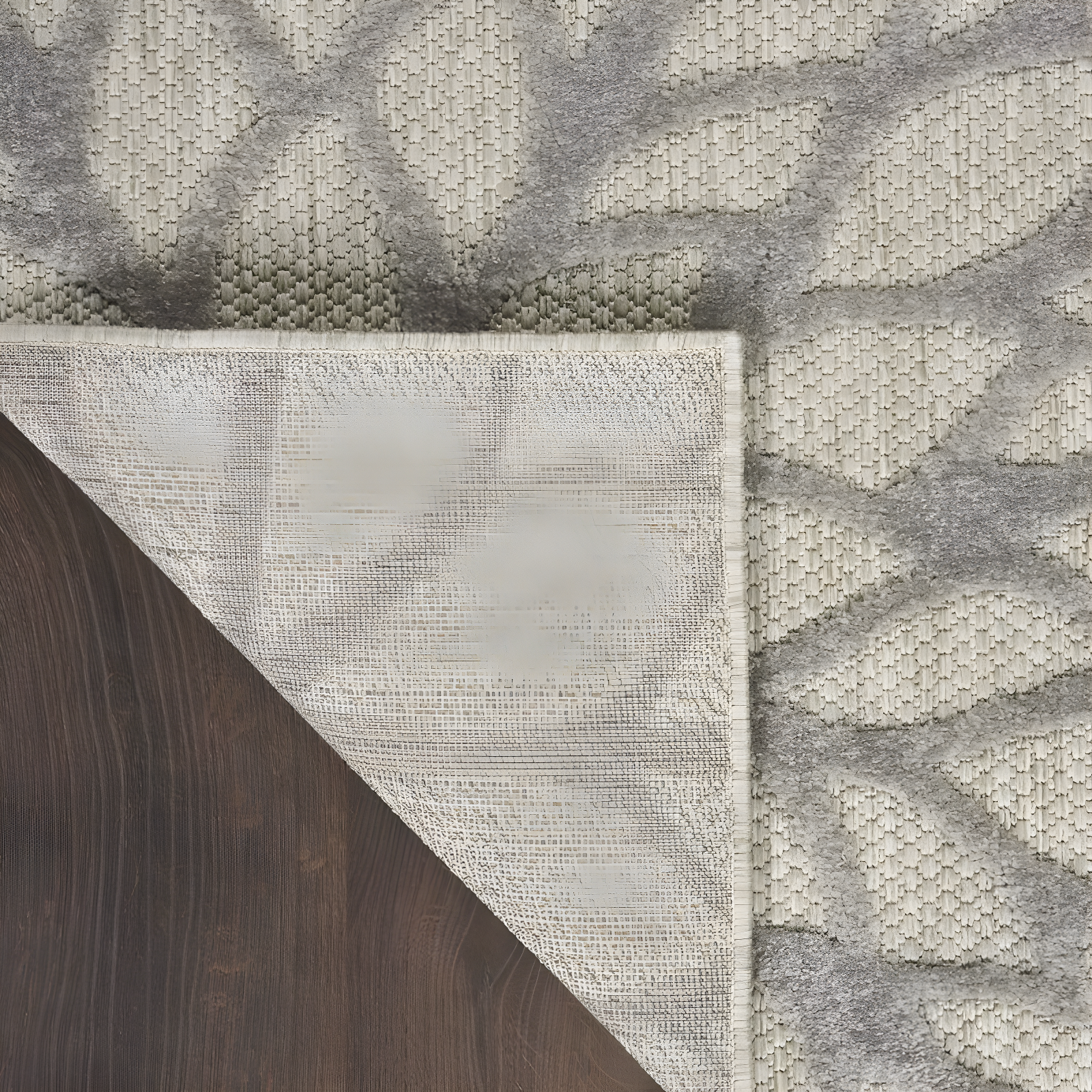 Nourison Aloha Floral Bloom Flatweave High-Low Indoor Outdoor Runner Rug Silver Grey 2'3" x 12'