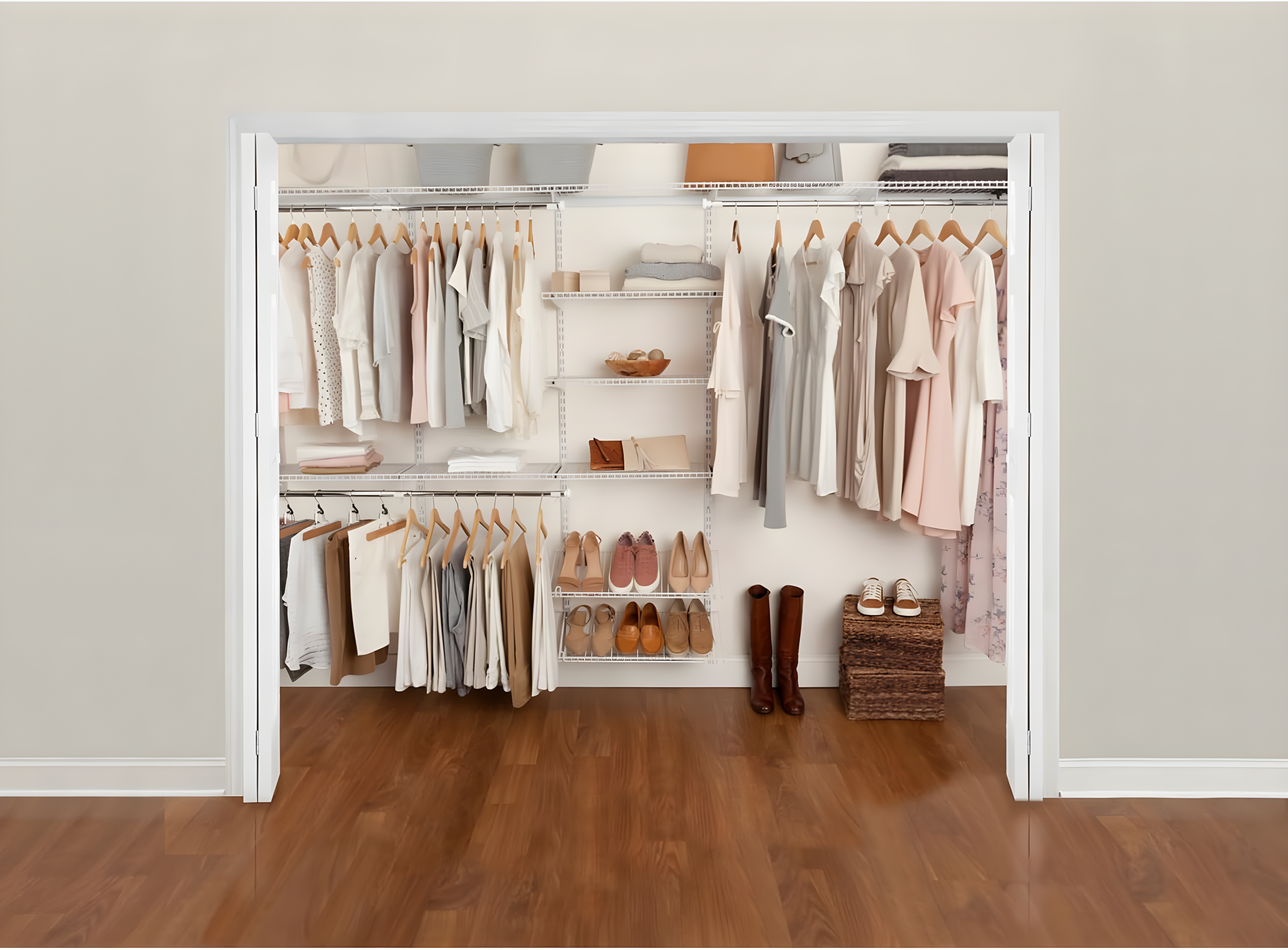 Rubbermaid FastTrack 6 to 10 Ft Wide White Wire Closet Configuration Storage Kit
