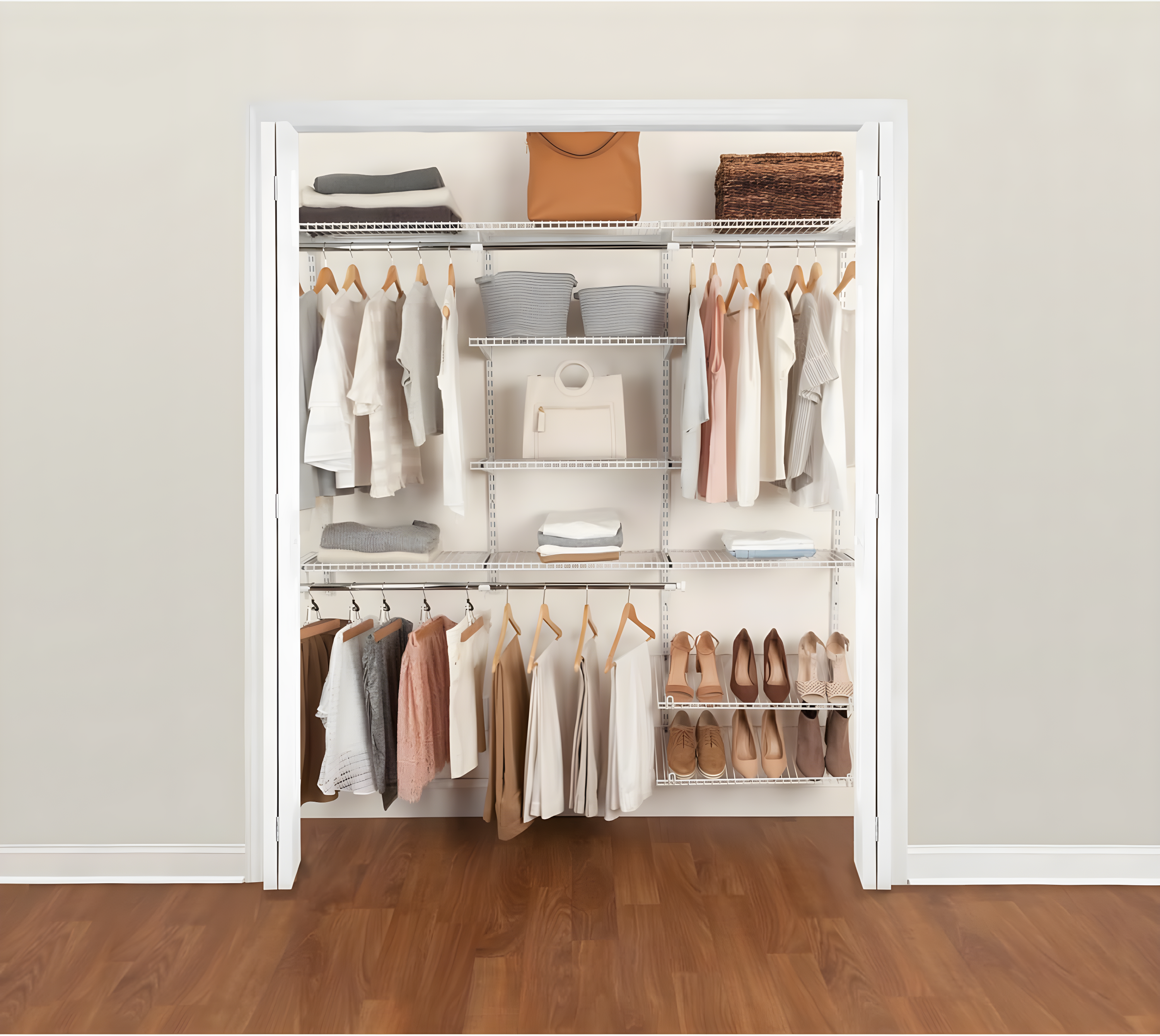 Rubbermaid FastTrack 6 to 10 Ft Wide White Wire Closet Configuration Storage Kit