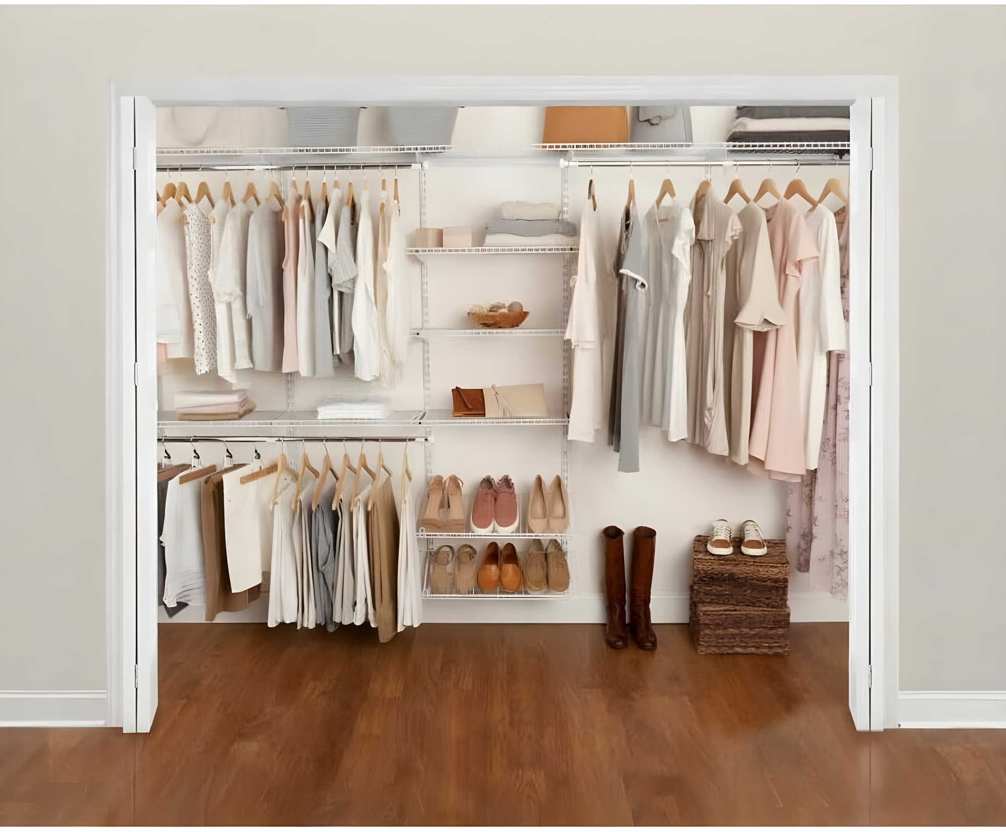 Rubbermaid FastTrack 6 to 10 Ft Wide White Wire Closet Configuration Storage Kit