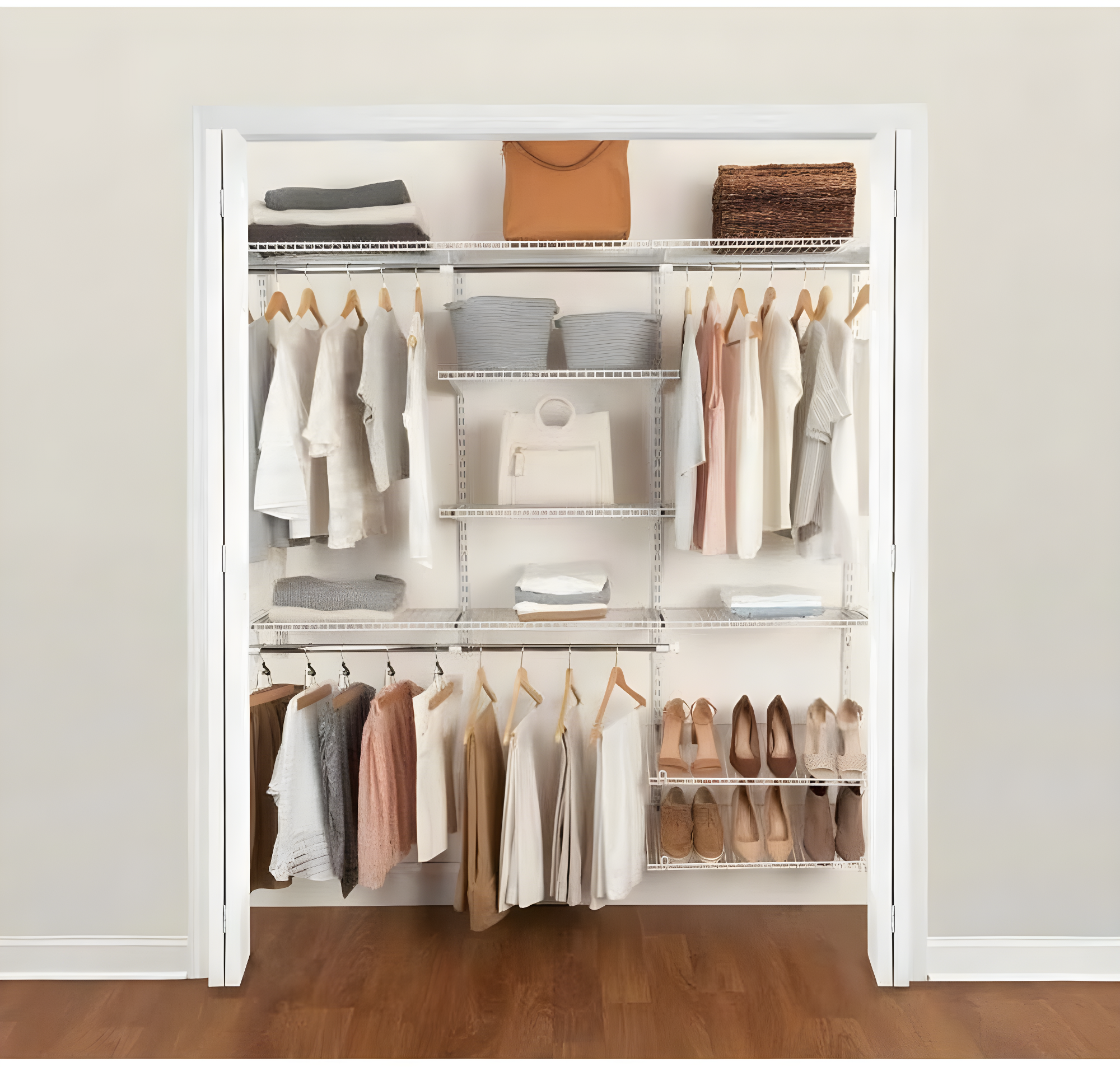 Rubbermaid FastTrack 6 to 10 Ft Wide White Wire Closet Configuration Storage Kit