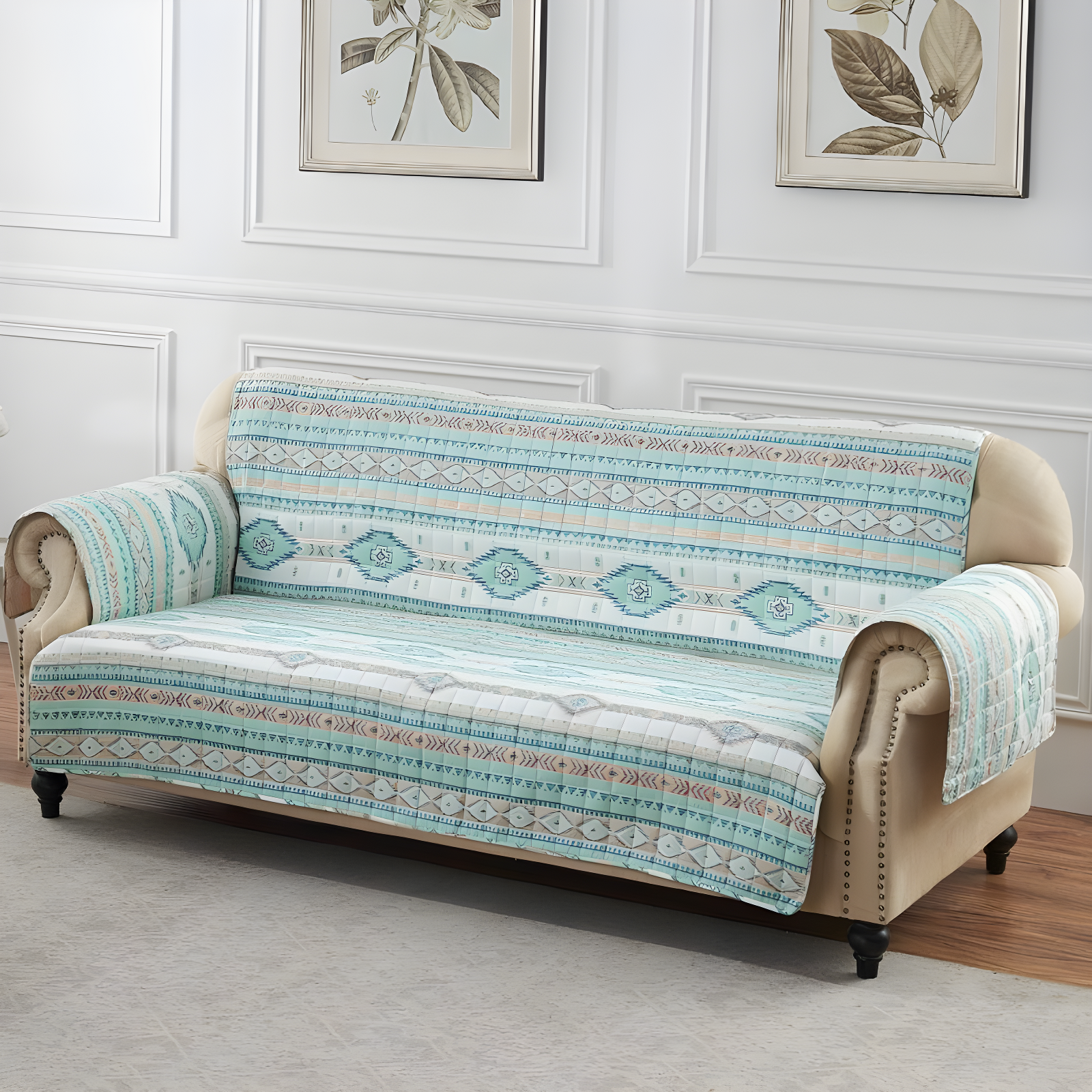 Barefoot Bungalow Phoenix Southwest Geo Quilted Reversible Sofa Slipcover