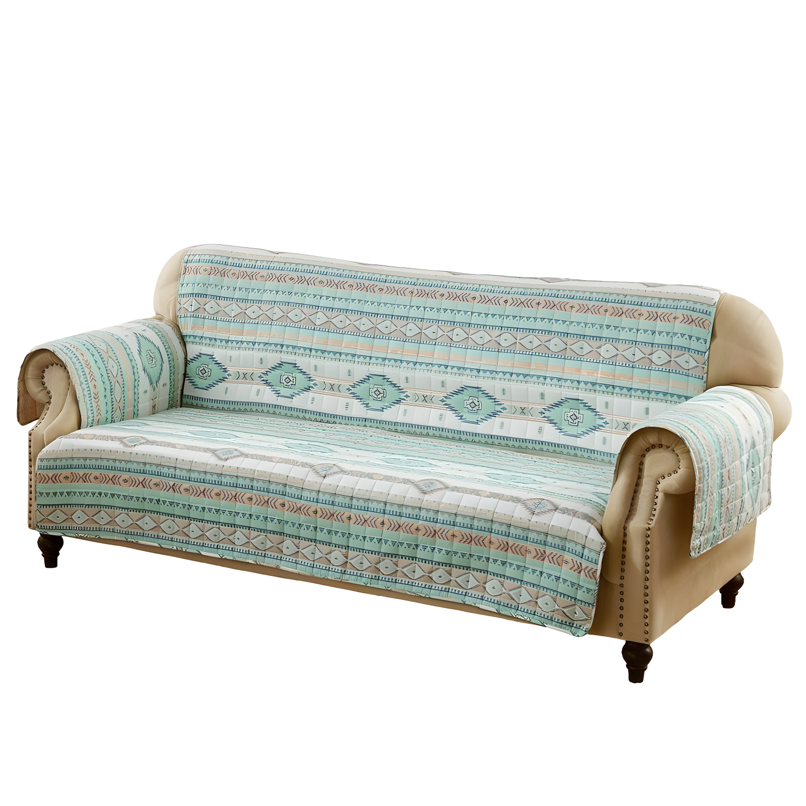 Barefoot Bungalow Phoenix Southwest Geo Quilted Reversible Sofa Slipcover