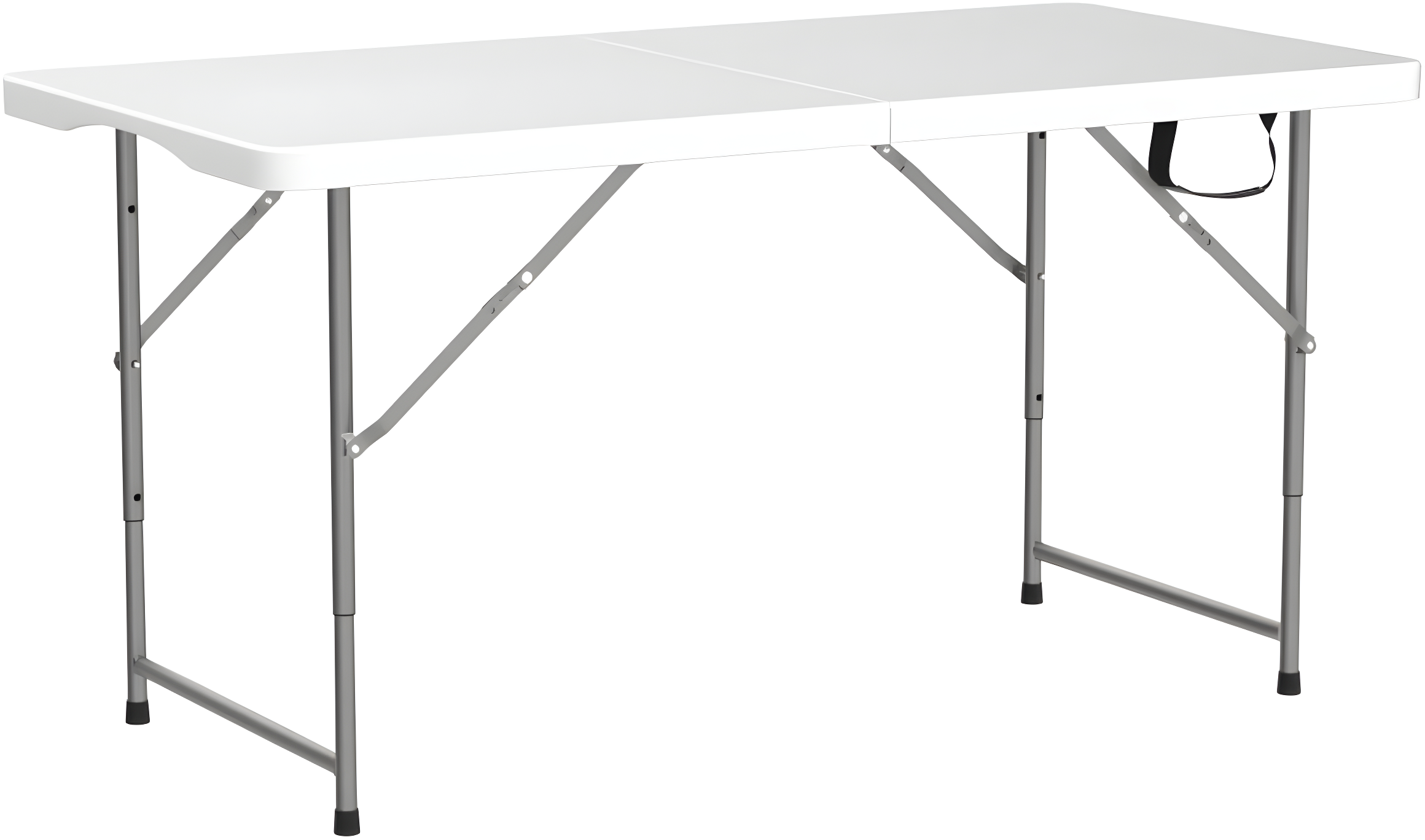 CL.HPAHKL 4 ft Folding Table with 3 Adjustable Height, Small Plastic Foldable Table with Carrying Handle, Portable Camping Table Fold in Half for Indoor Outdoor Camping, Picnic and Party, White