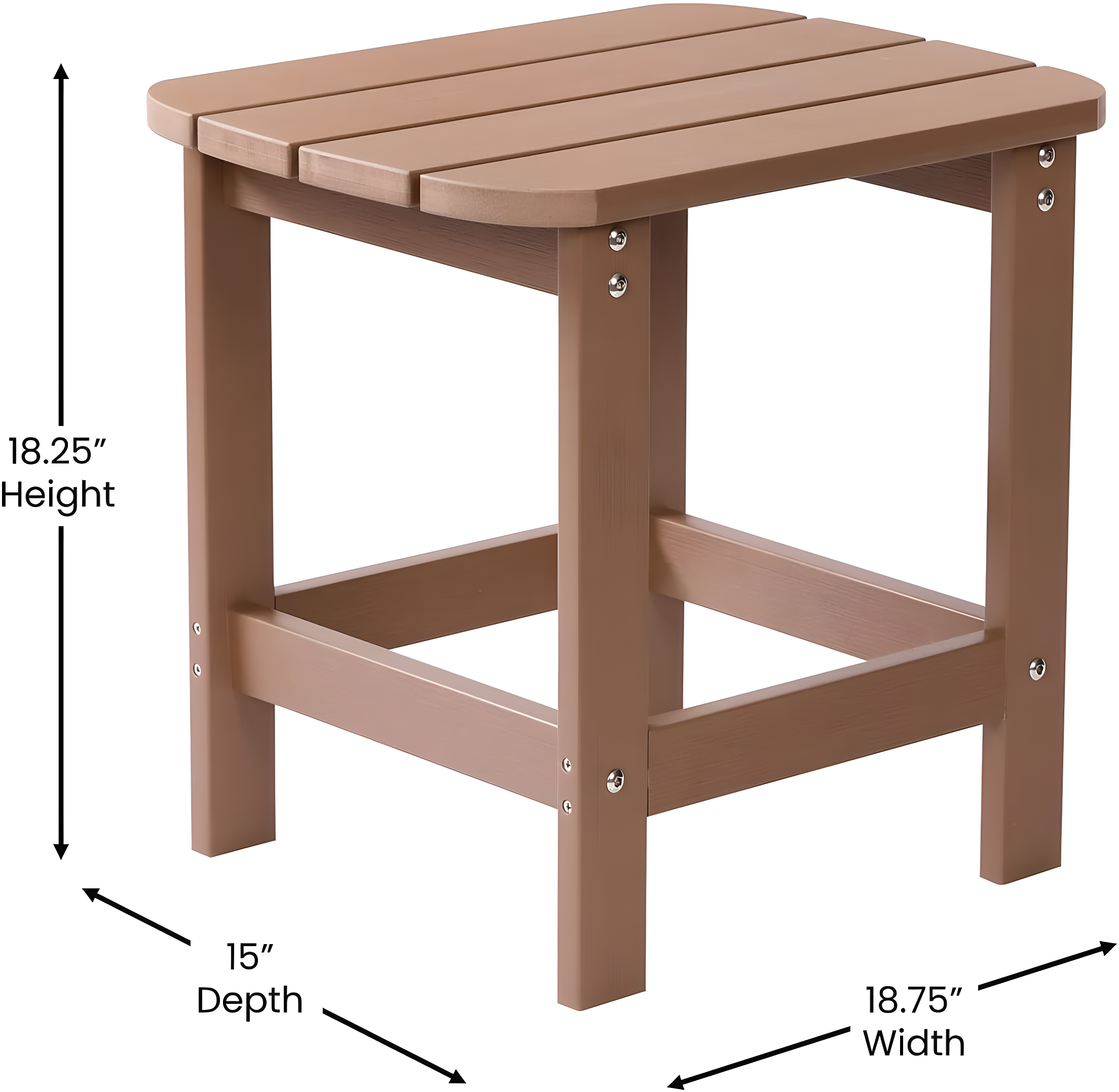 Flash Furniture Charlestown All-Weather Poly Resin Wood Adirondack Side Table in Natural Cedar