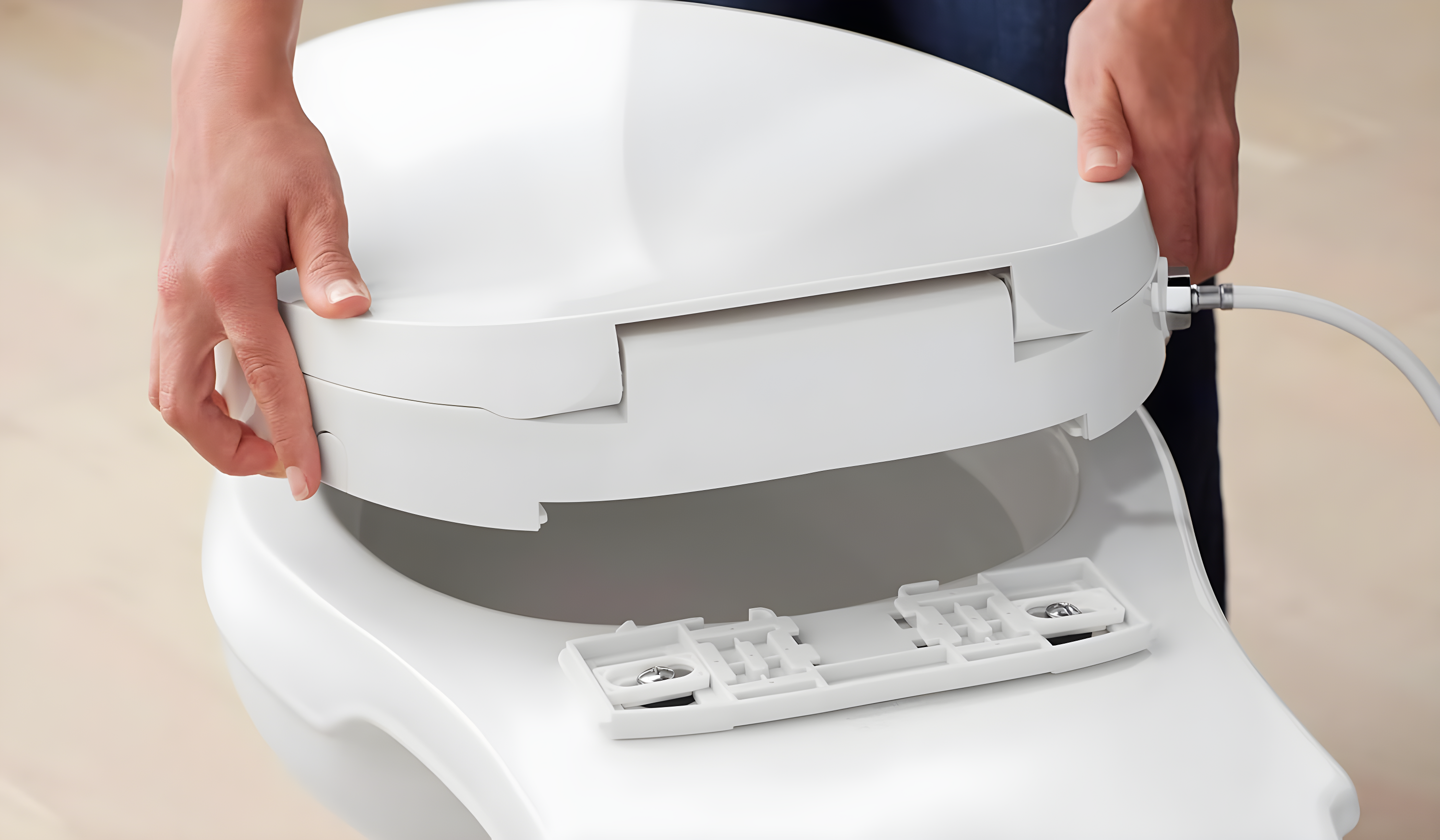 Purewash M300 Elongated Manual Bidet Toilet Seat, Non-Electric Bidet with Adjustable Bidet Sprayer