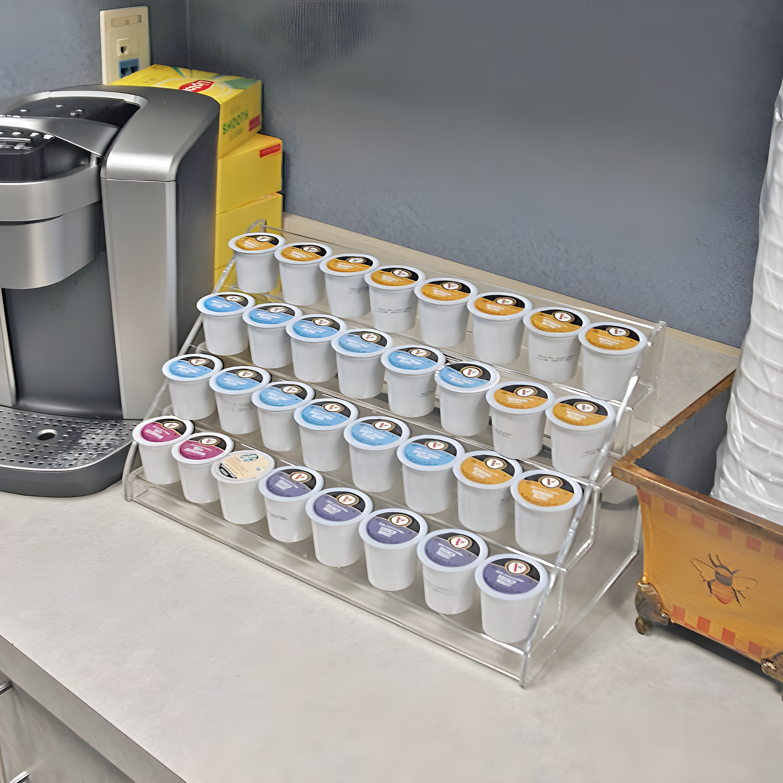Four-Tier Shelf Counter Step Display, 16" wide