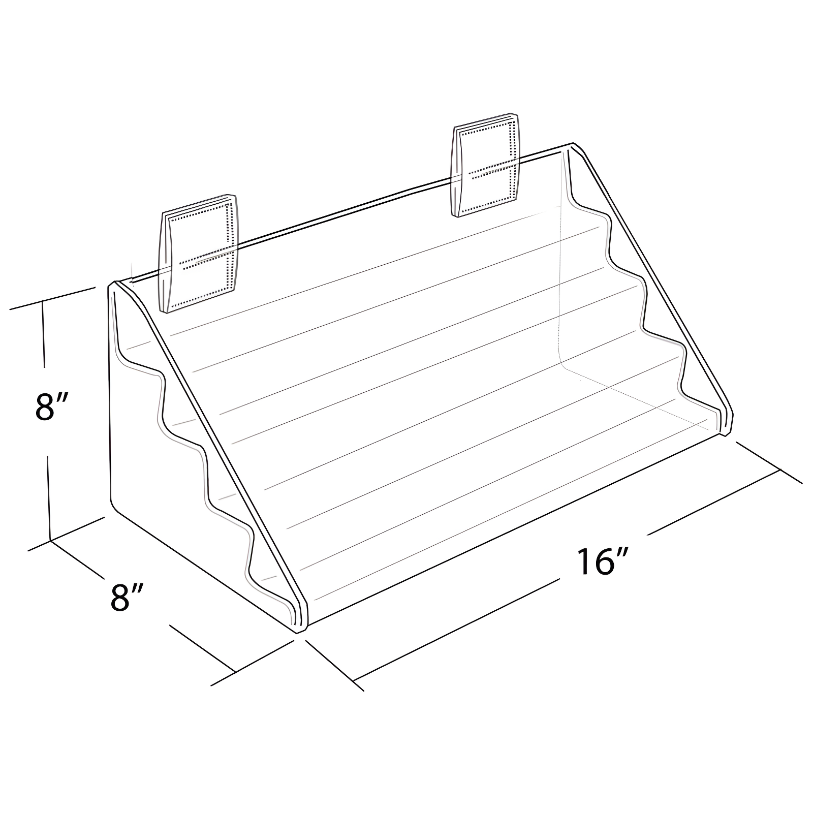 Four-Tier Shelf Counter Step Display, 16" wide