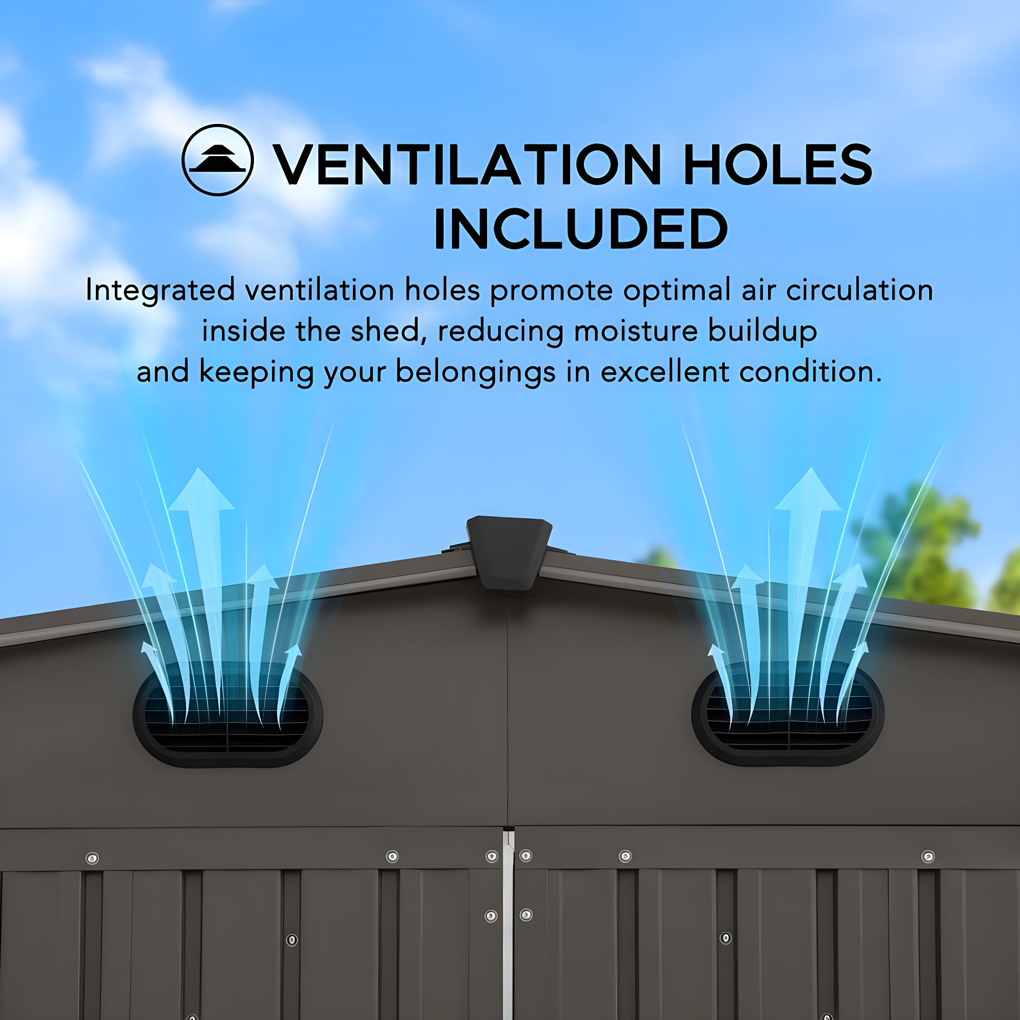Sunjoy Sunjoy Outdoor Storage Shed 10 x 20 ft. Carport, Patio Metal Utility Large Storage Shed Garage with 2 Doors and 4 Vents, for Car, Truck, Bike, Garbage Can, Tool, Lawnmower