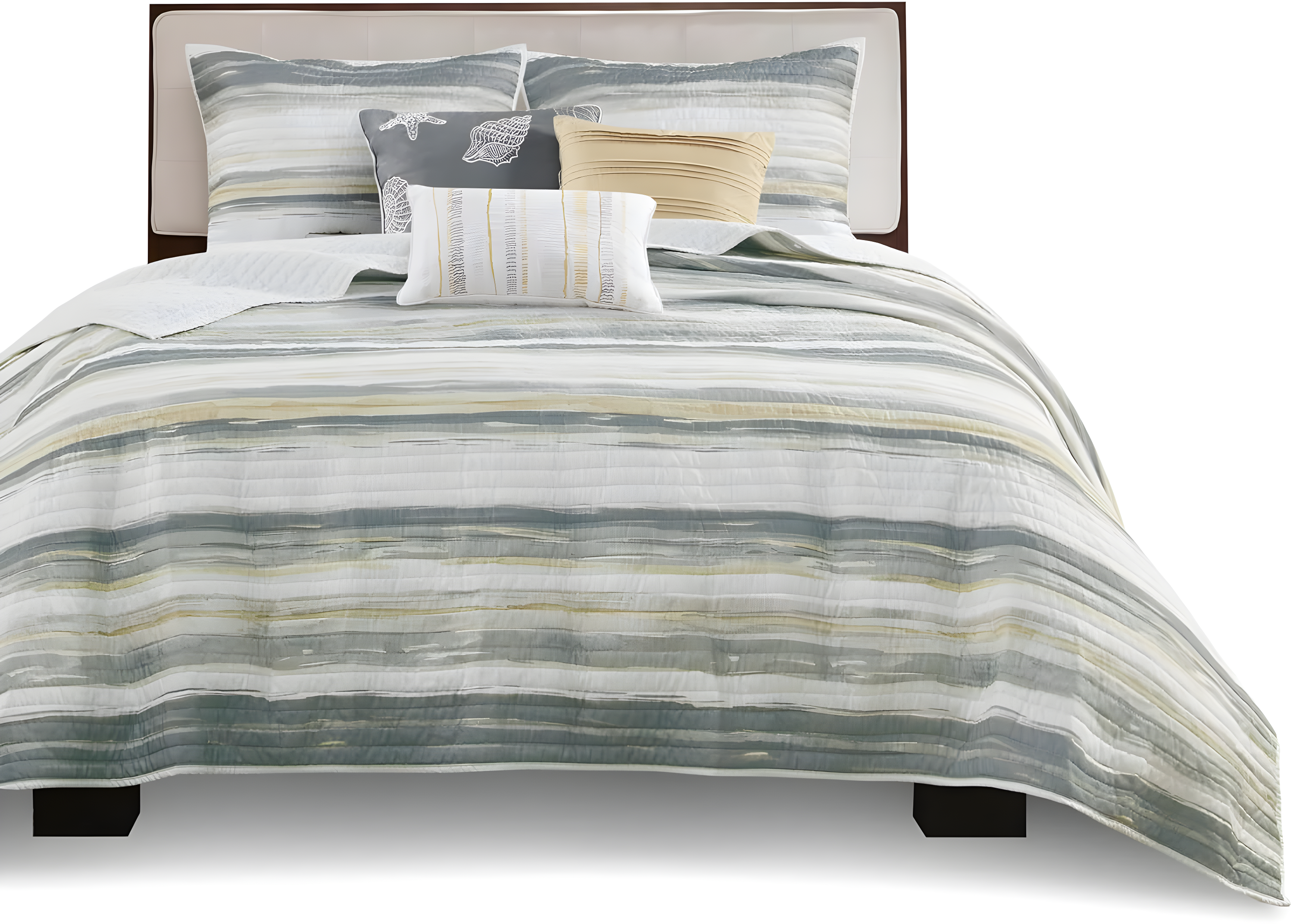 Marina 6 Piece Printed Quilt Set with Throw Pillows