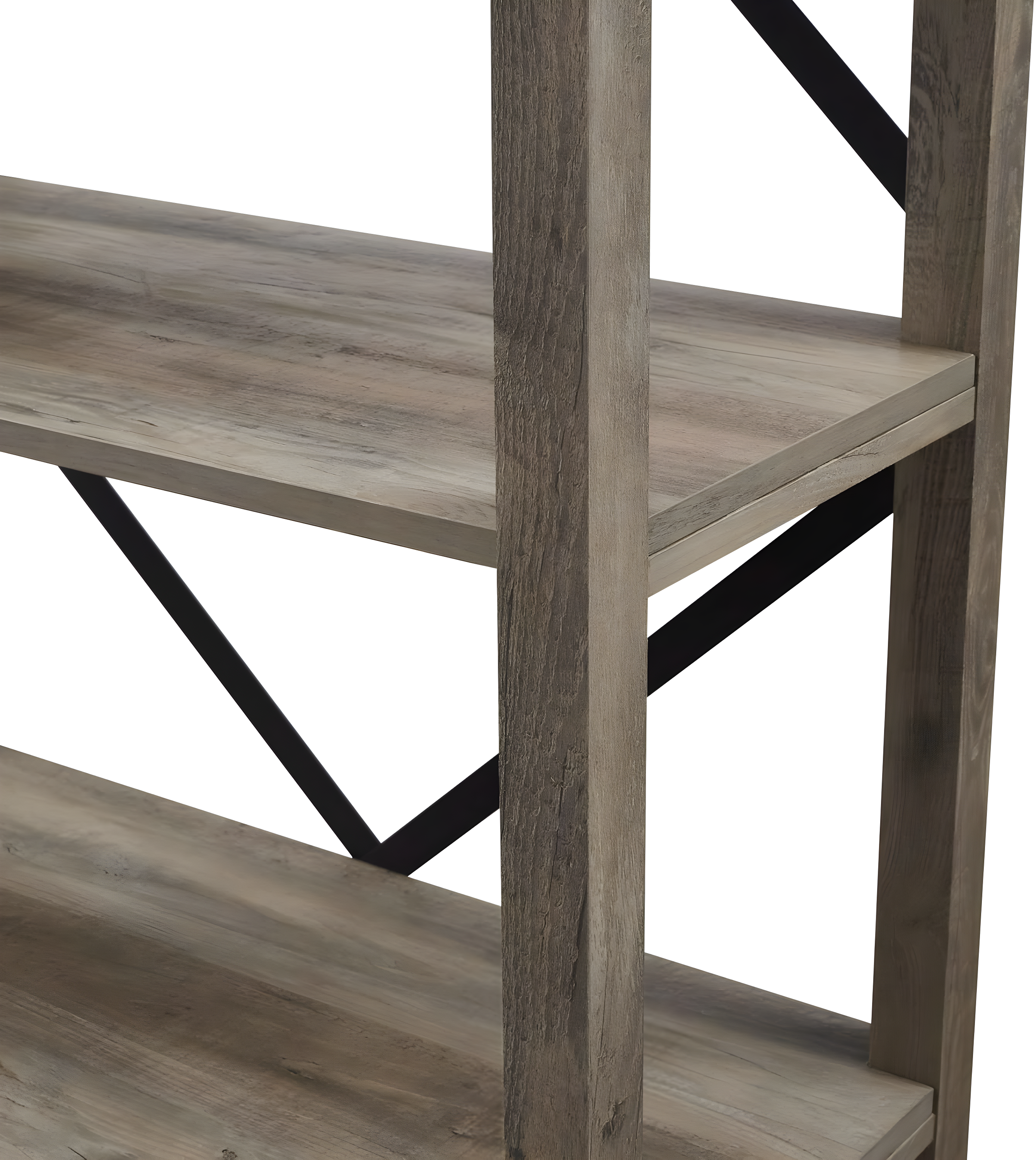 64" Farmhouse Metal X Bookcase - Gray Wash