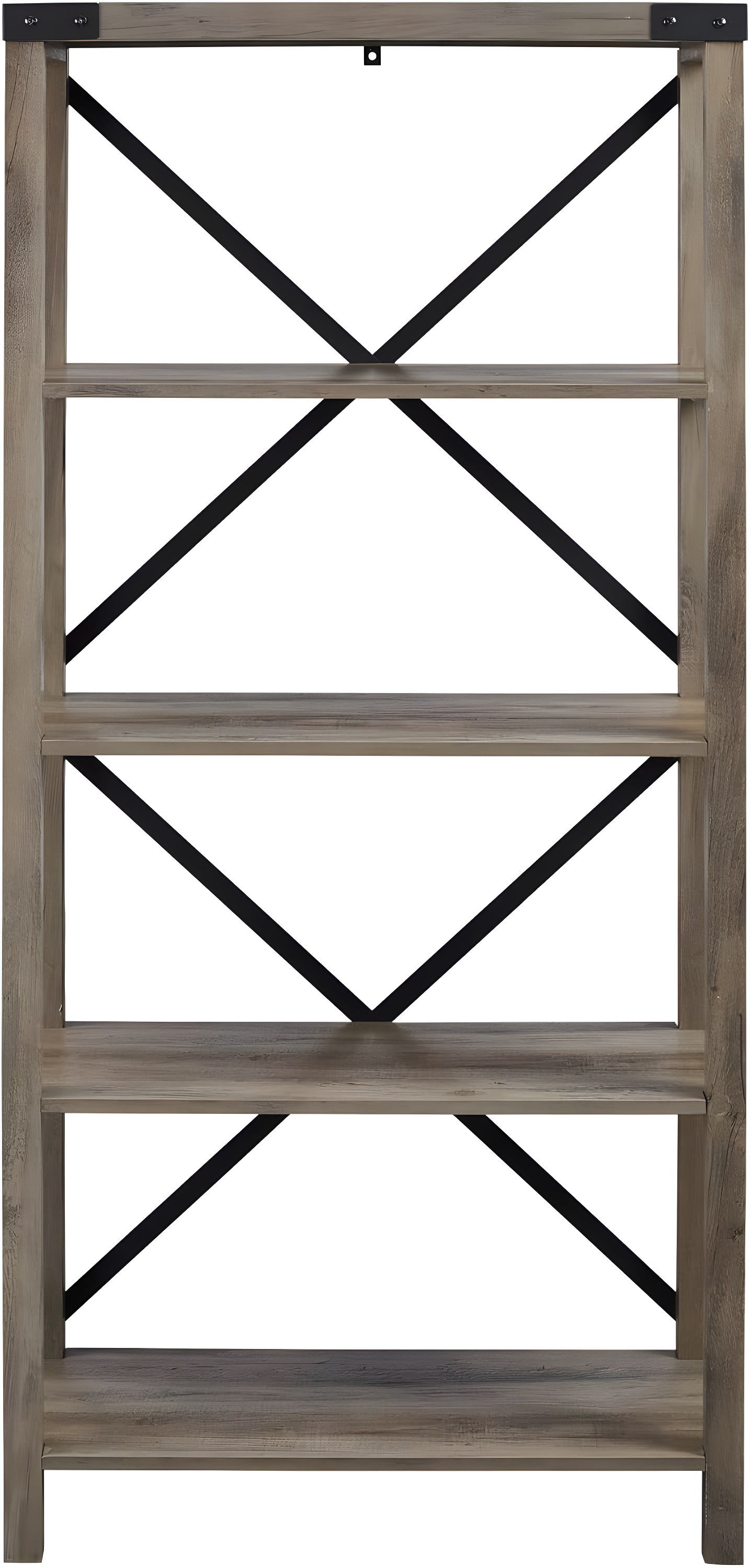 64" Farmhouse Metal X Bookcase - Gray Wash