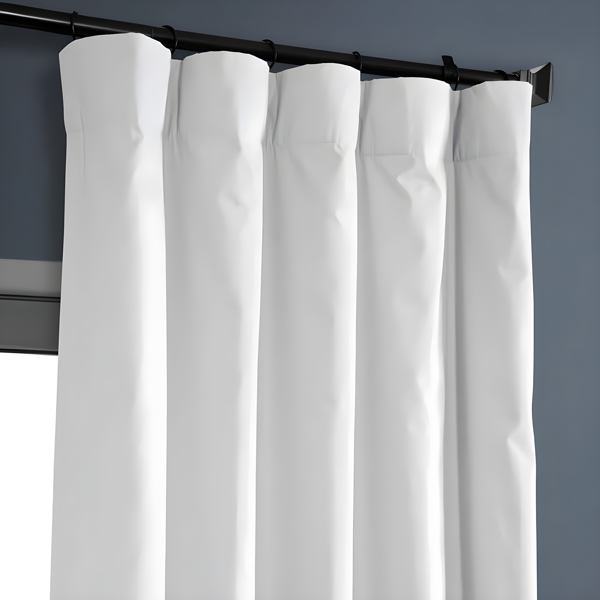 Whisper White Solid Cotton Blackout Curtain (1 Panel), Whisper White, 50W X 108L