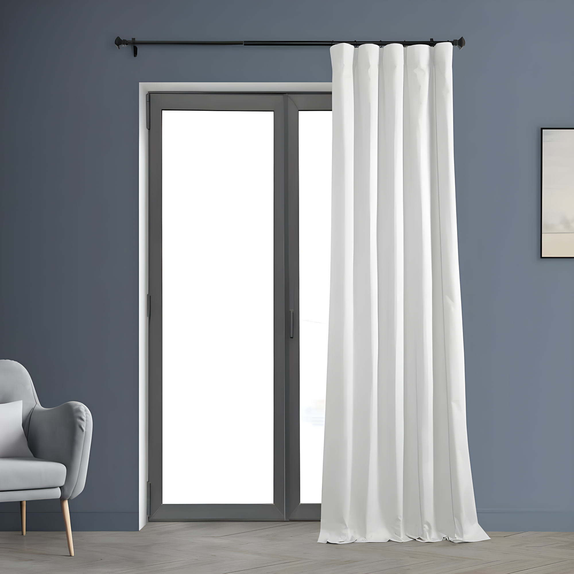 Whisper White Solid Cotton Blackout Curtain (1 Panel), Whisper White, 50W X 108L