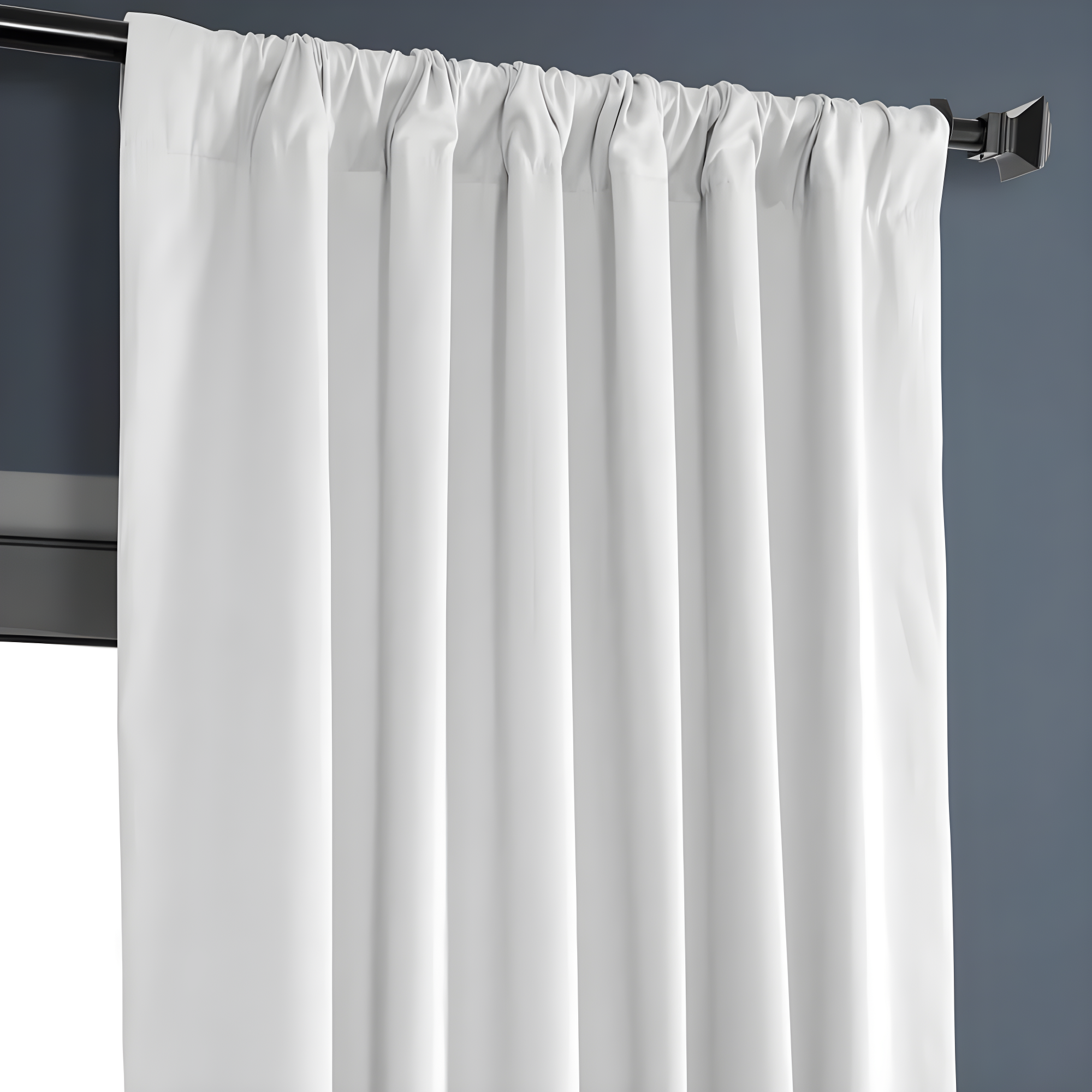 Whisper White Solid Cotton Blackout Curtain (1 Panel), Whisper White, 50W X 108L