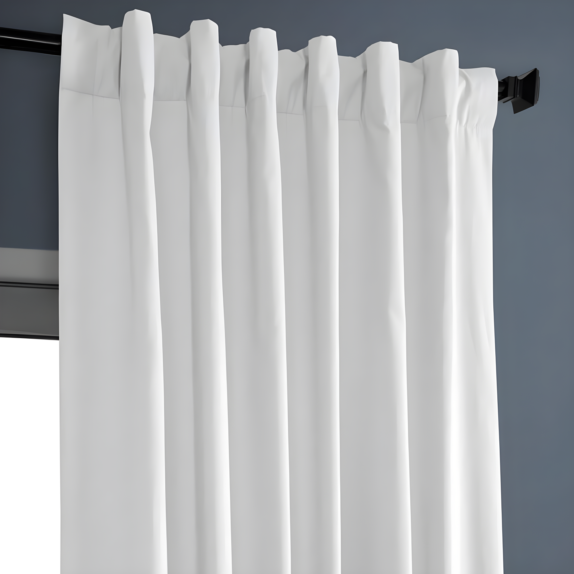 Whisper White Solid Cotton Blackout Curtain (1 Panel), Whisper White, 50W X 108L