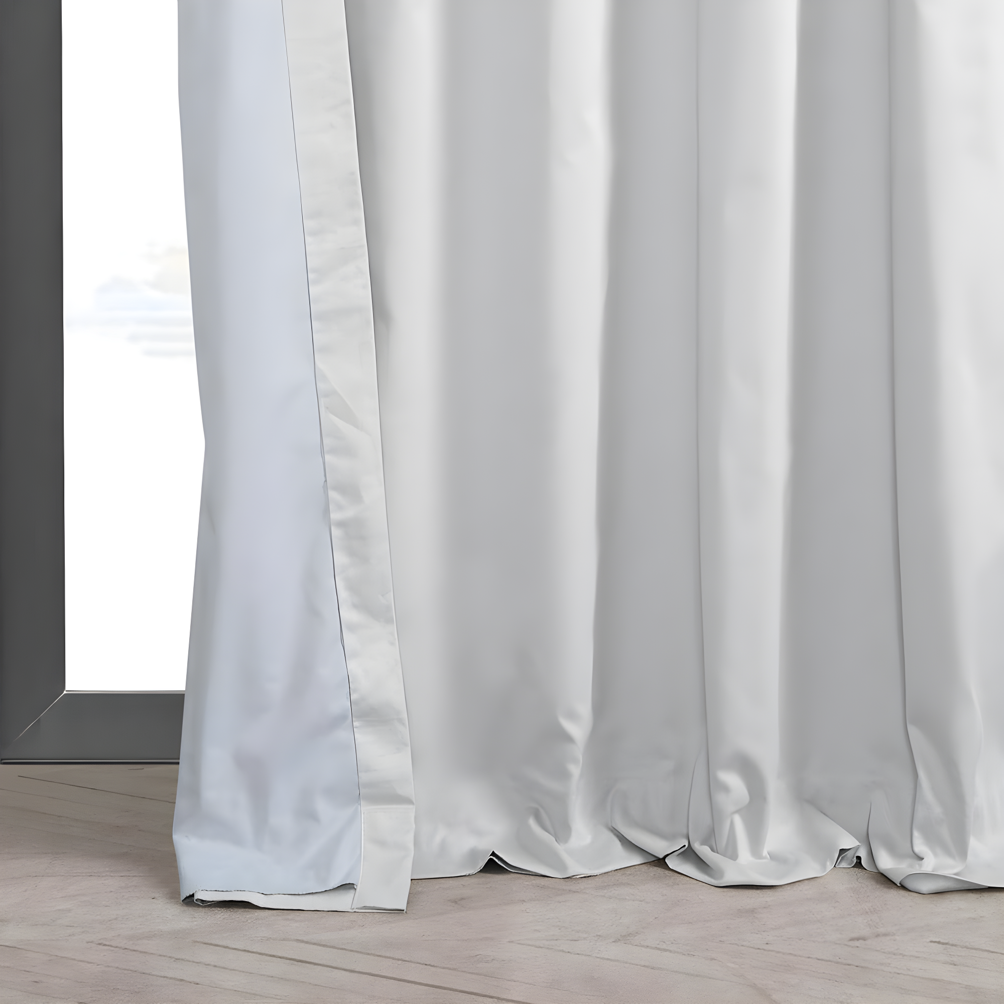 Whisper White Solid Cotton Blackout Curtain (1 Panel), Whisper White, 50W X 108L