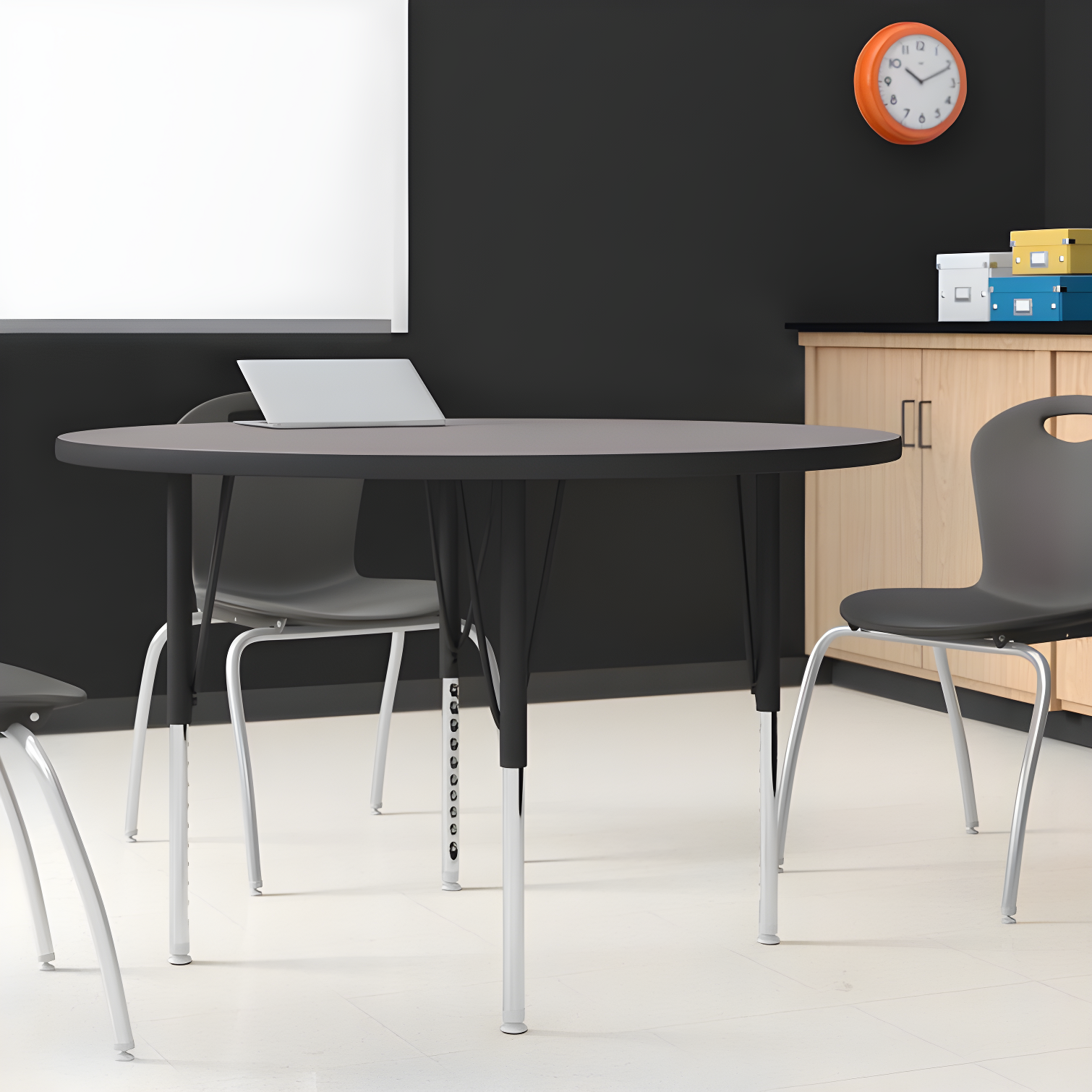 Goddard 42'' Round Thermal Laminate Activity Table - Adjustable Legs