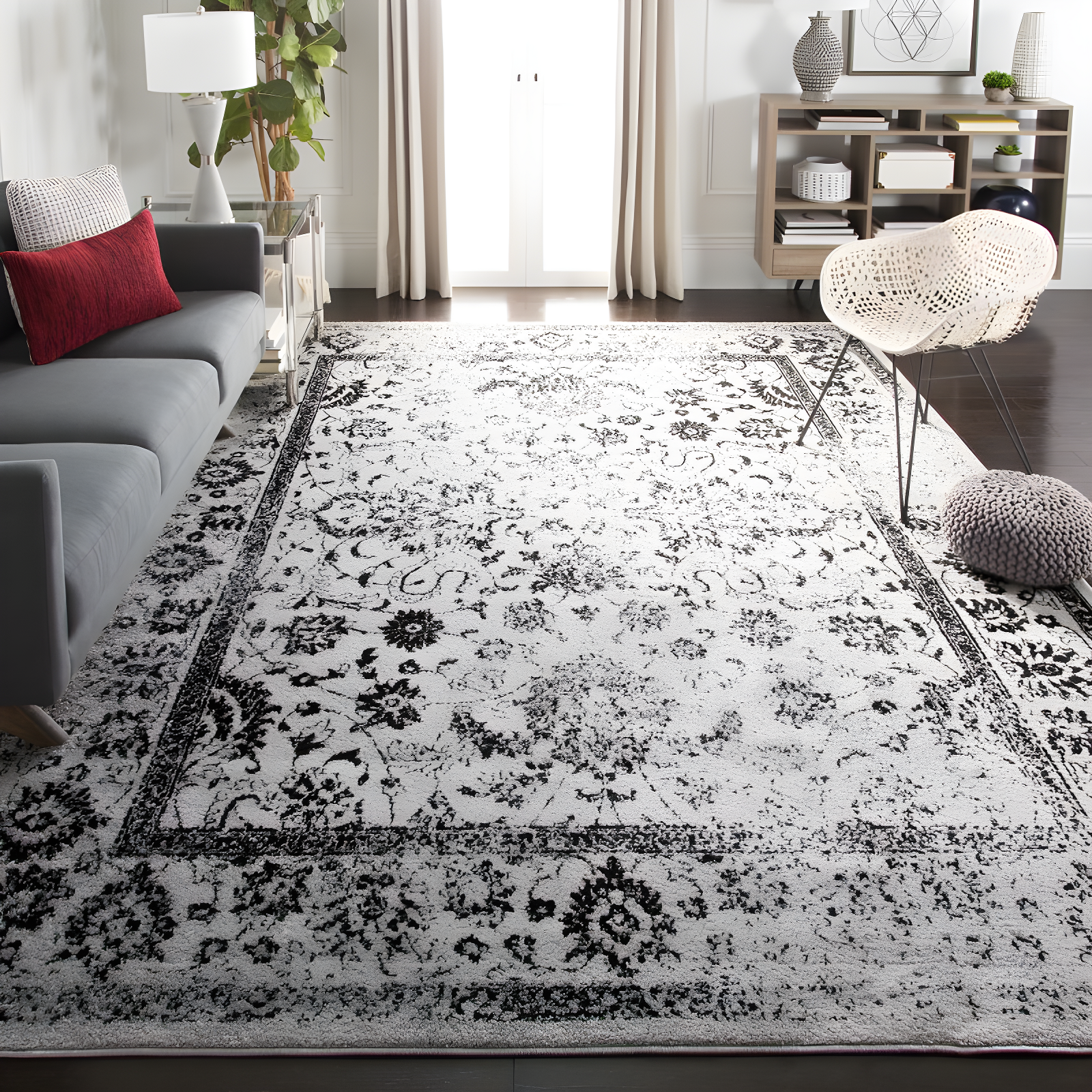 Adirondack ADR109 Machine Made Indoor Area Rug - Grey/Black - 8'x10' - Safavieh