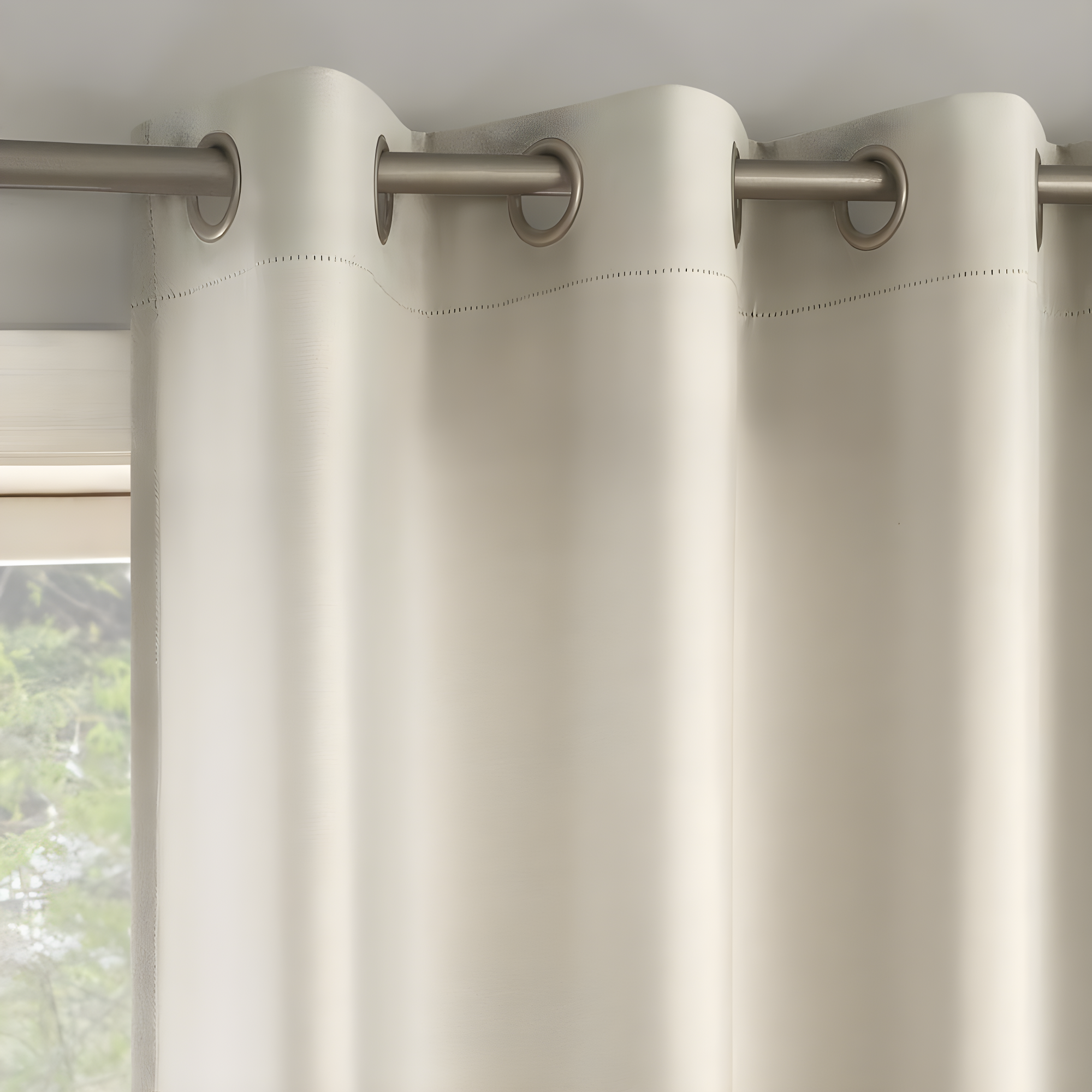 2pc 54"x63" No. 918 Room Darkening Brandon Magnetic Closure Grommet Curtain Panel Pair Cream: Energy Efficient, Noise Reduction
