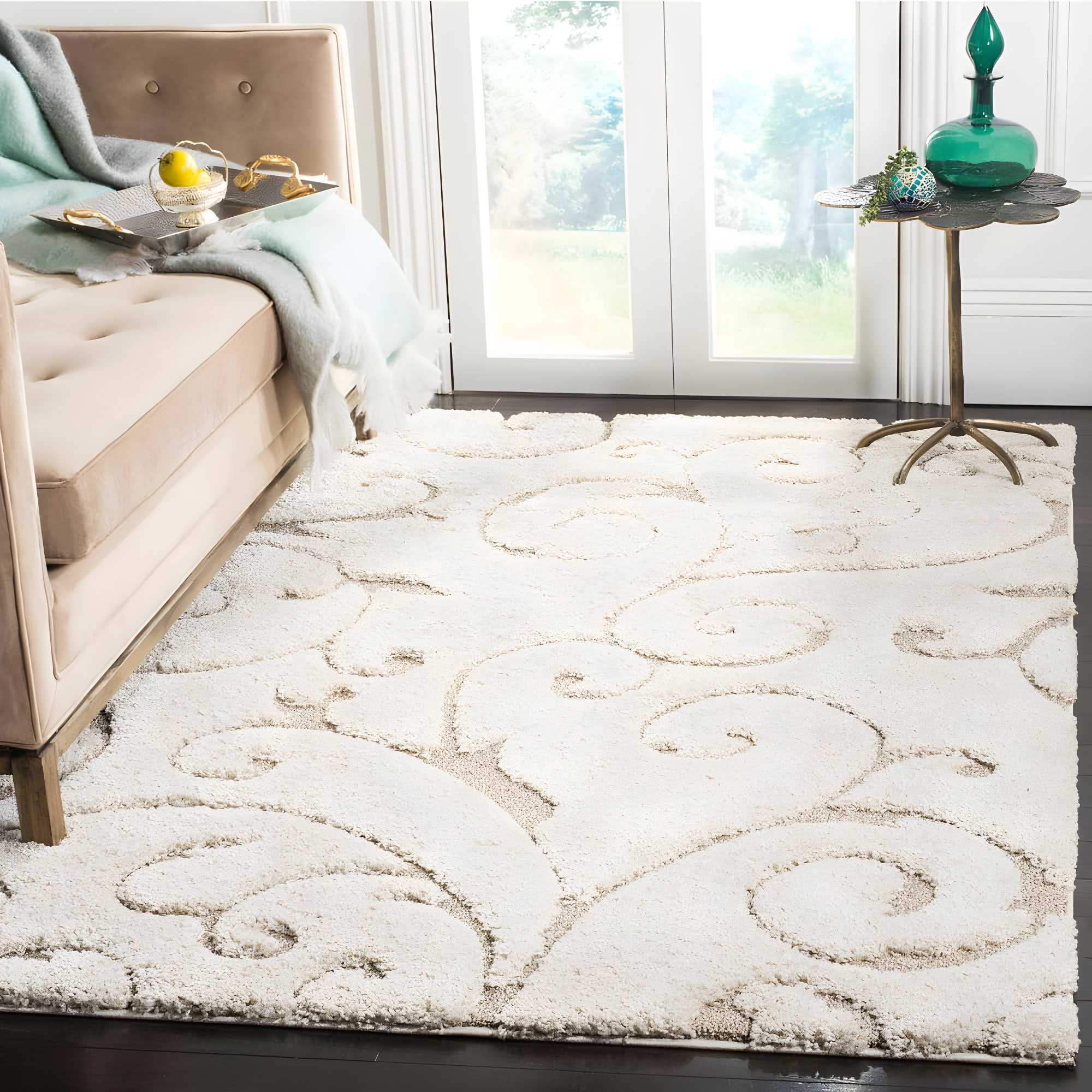 Florida Shag SG455 Power Loomed Indoor Area Rug - Cream/Beige - 4'x6' - Safavieh.