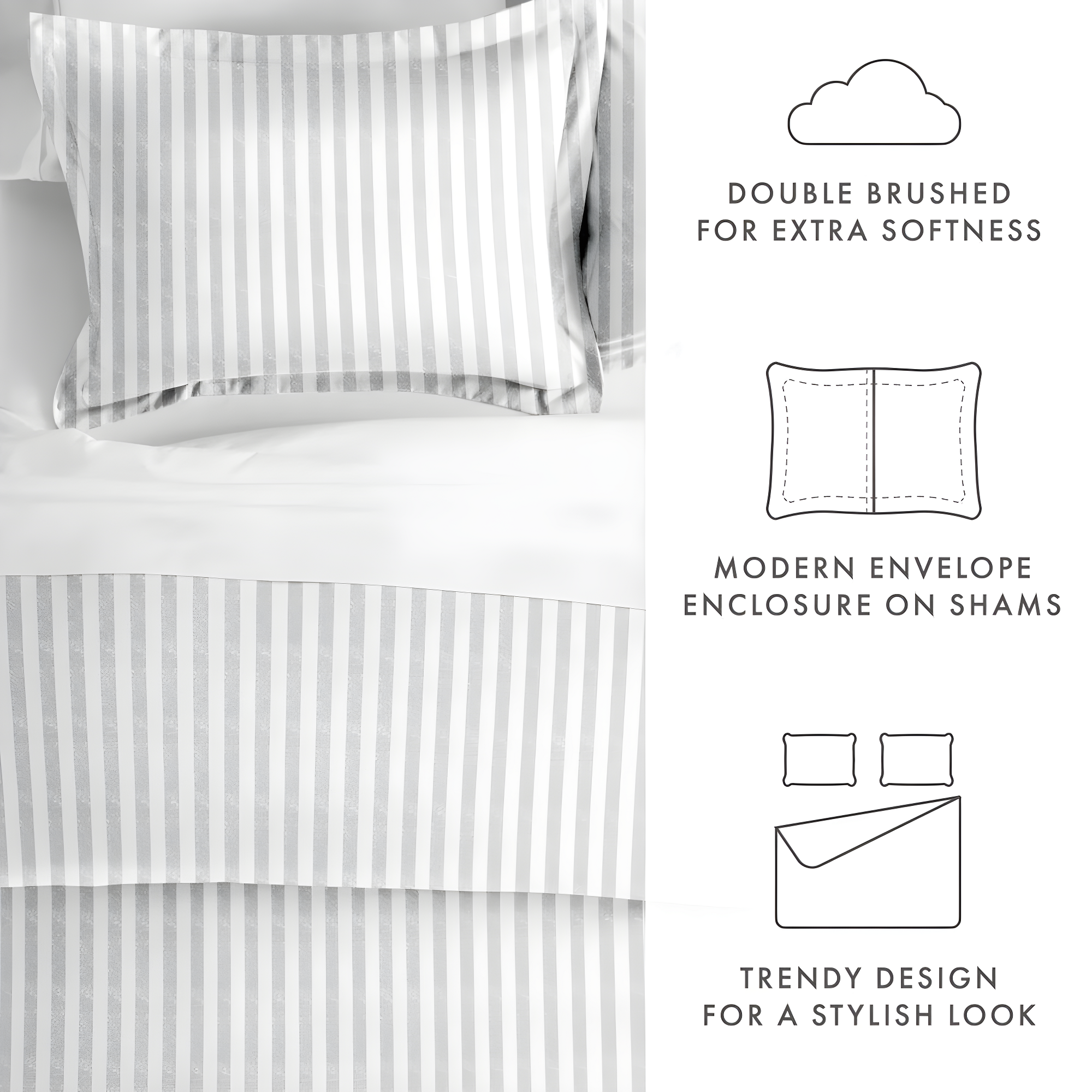 Becky Cameron 3 Piece Rugged Stripe Pattern Duvet Cover Set