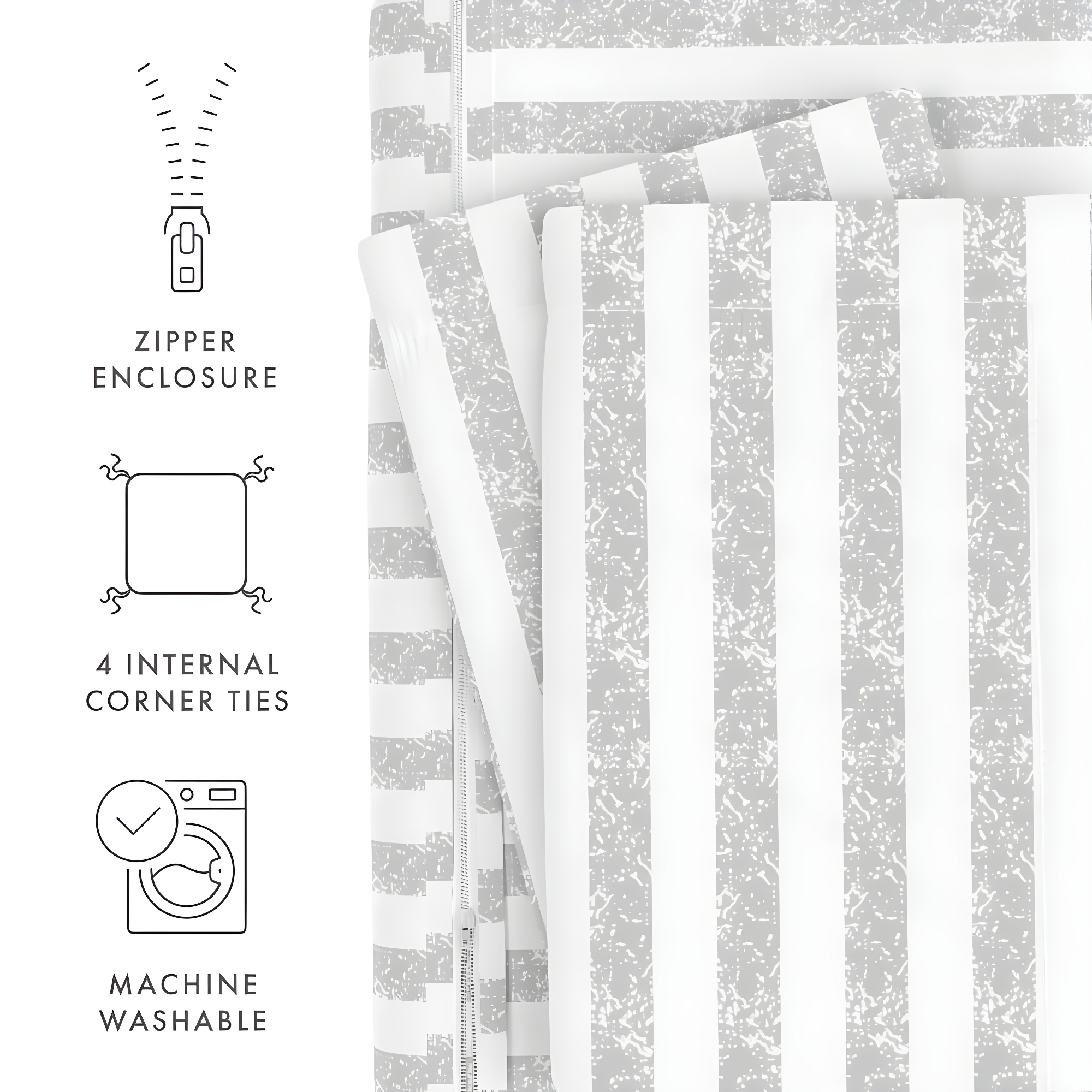 Becky Cameron 3 Piece Rugged Stripe Pattern Duvet Cover Set