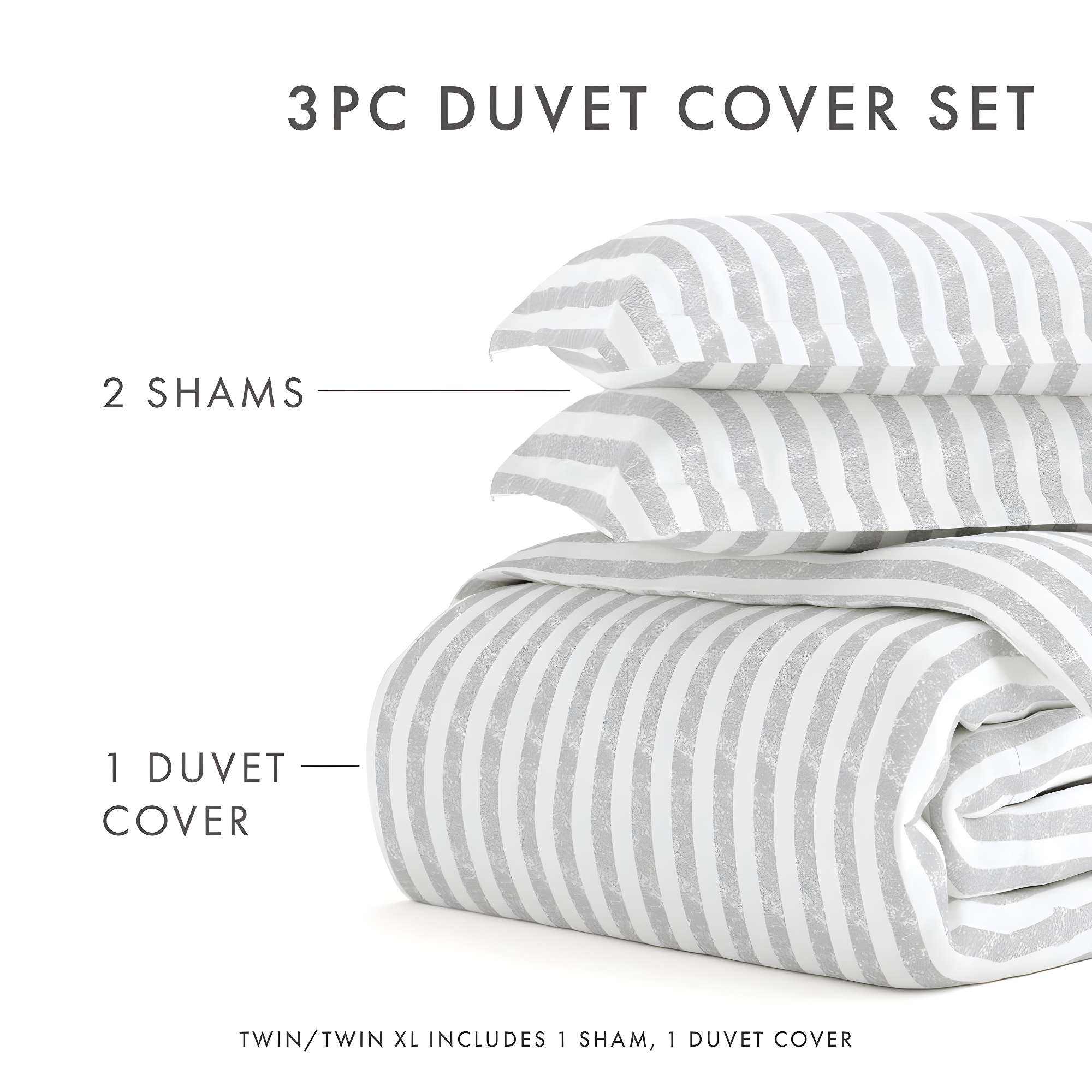 Becky Cameron 3 Piece Rugged Stripe Pattern Duvet Cover Set