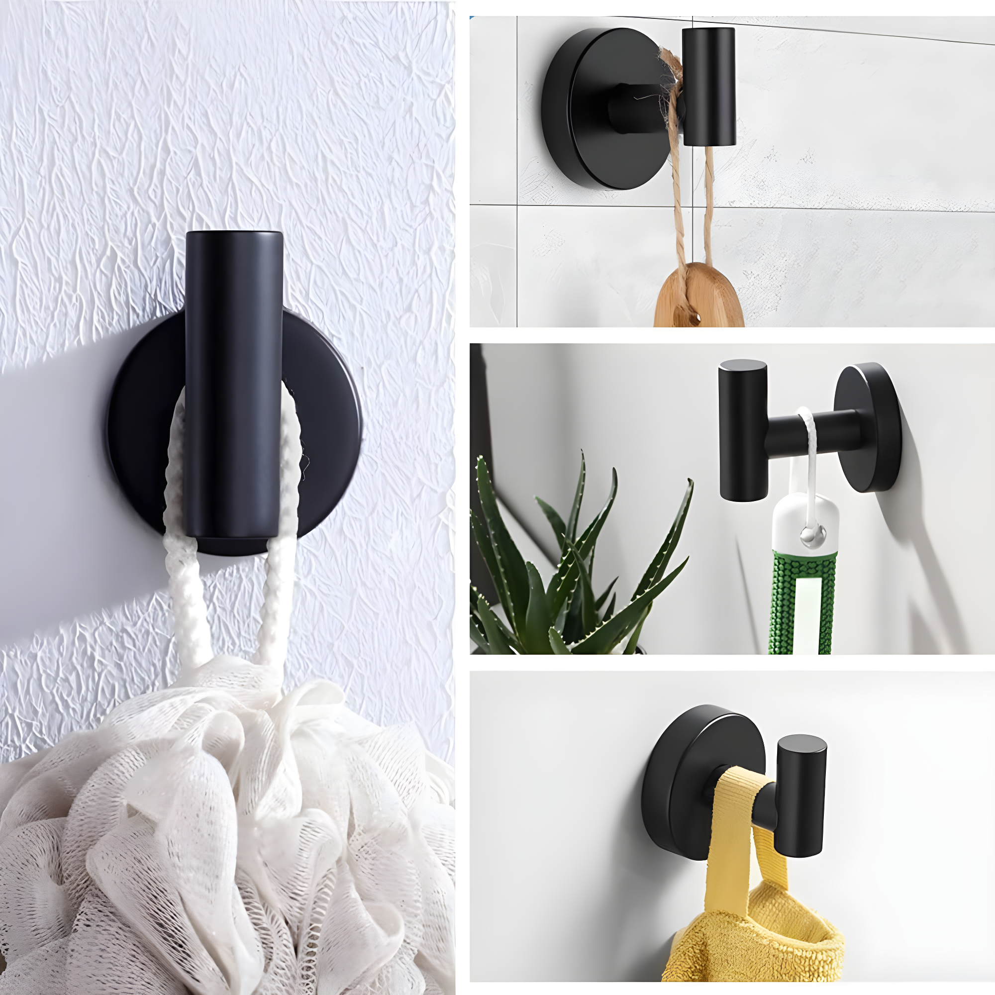 Bathroom Stainless Steel Towel Hooks Wall Mounted 4-Pack