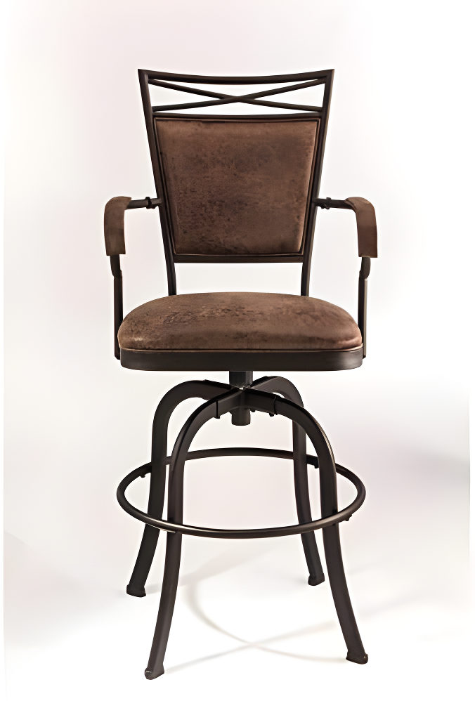 Bridgetown Tilt Base Barstool - Aged Bronze - Hillsdale Furniture: 360 Swivel, Metal Frame, Faux Leather Upholstery