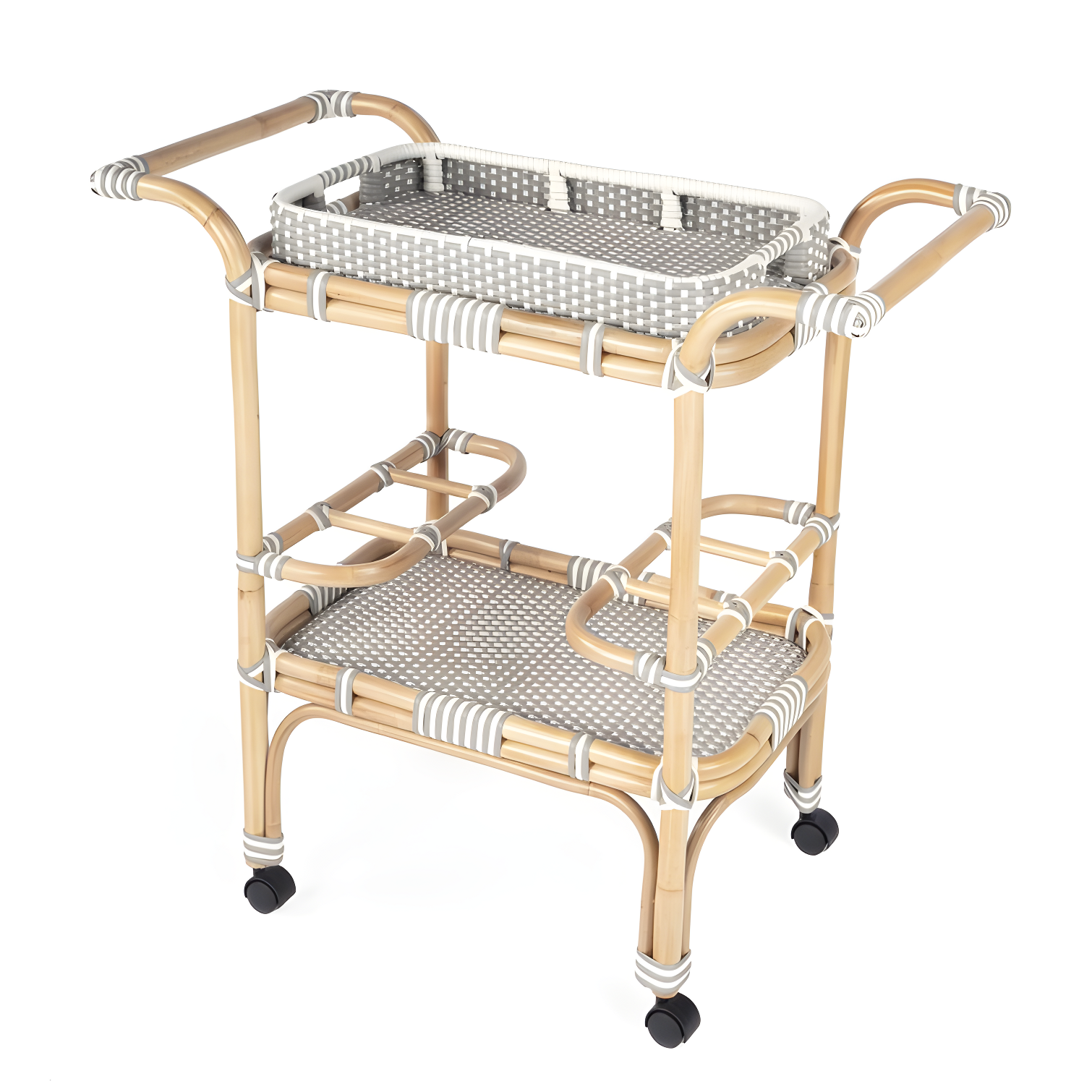 Butler Selena Grey & White Rattan Bar Cart