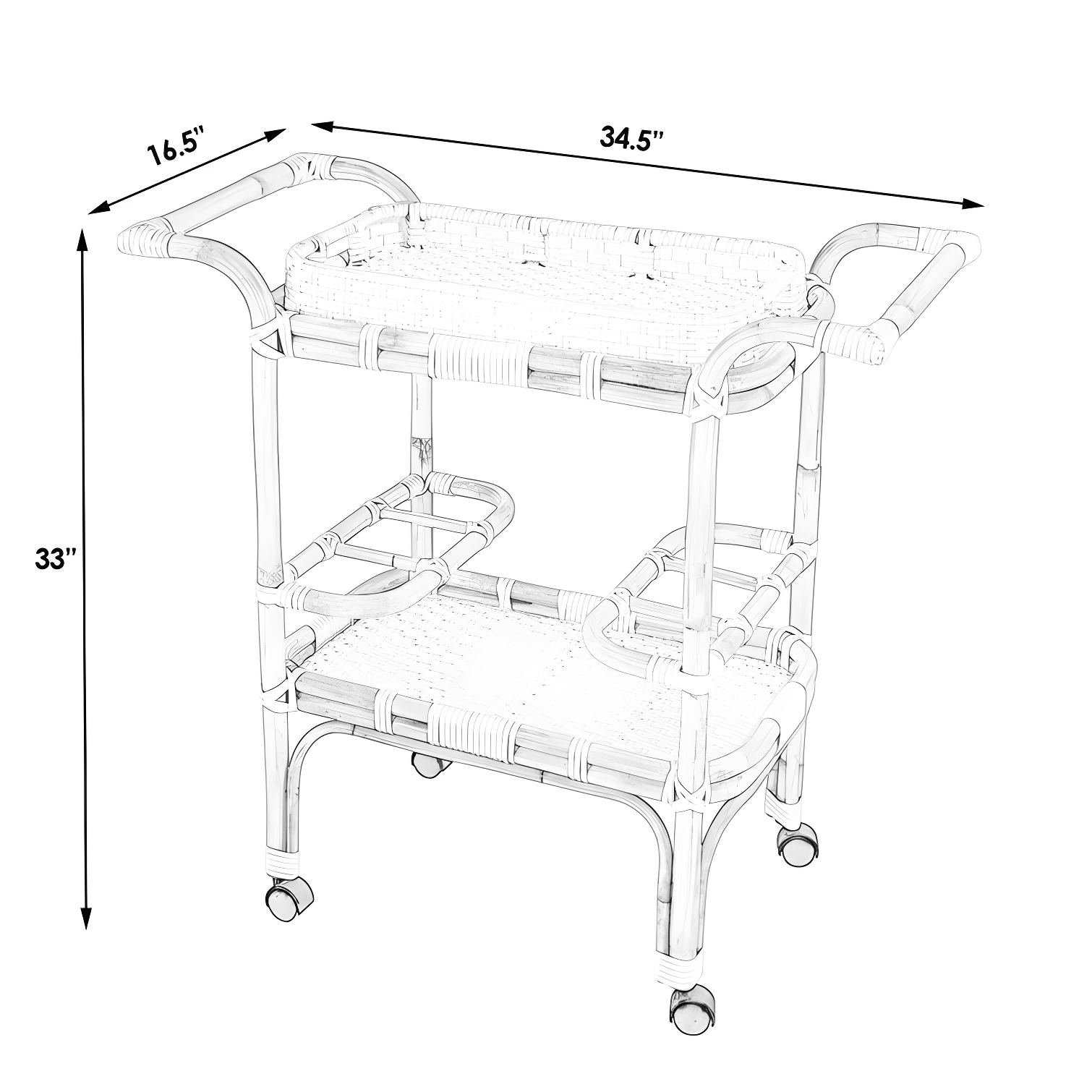 Butler Selena Grey & White Rattan Bar Cart