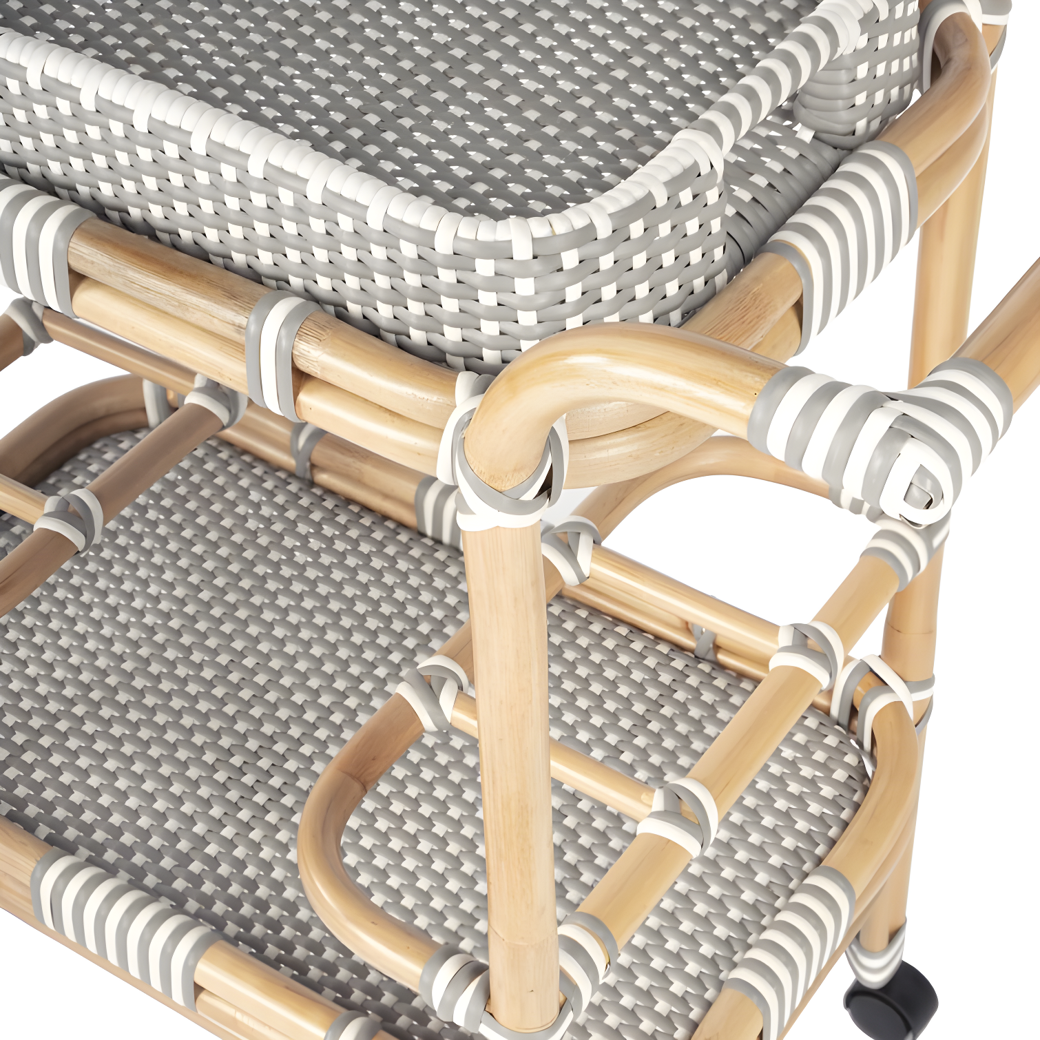 Butler Selena Grey & White Rattan Bar Cart