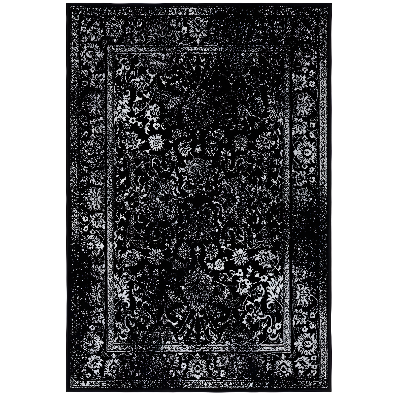 Adirondack ADR109 Machine Made Indoor Accent Rug - Black/Ivory - 3'x5' - Safavieh