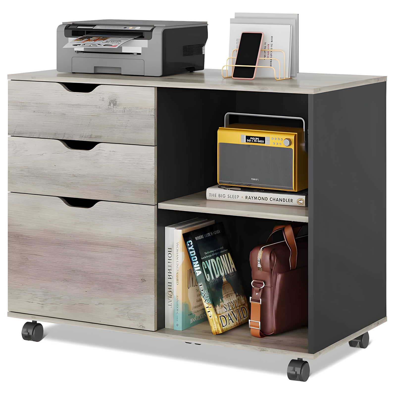 MOHAAB 24.7" H x 31.3" W Printer Stand with Wheels