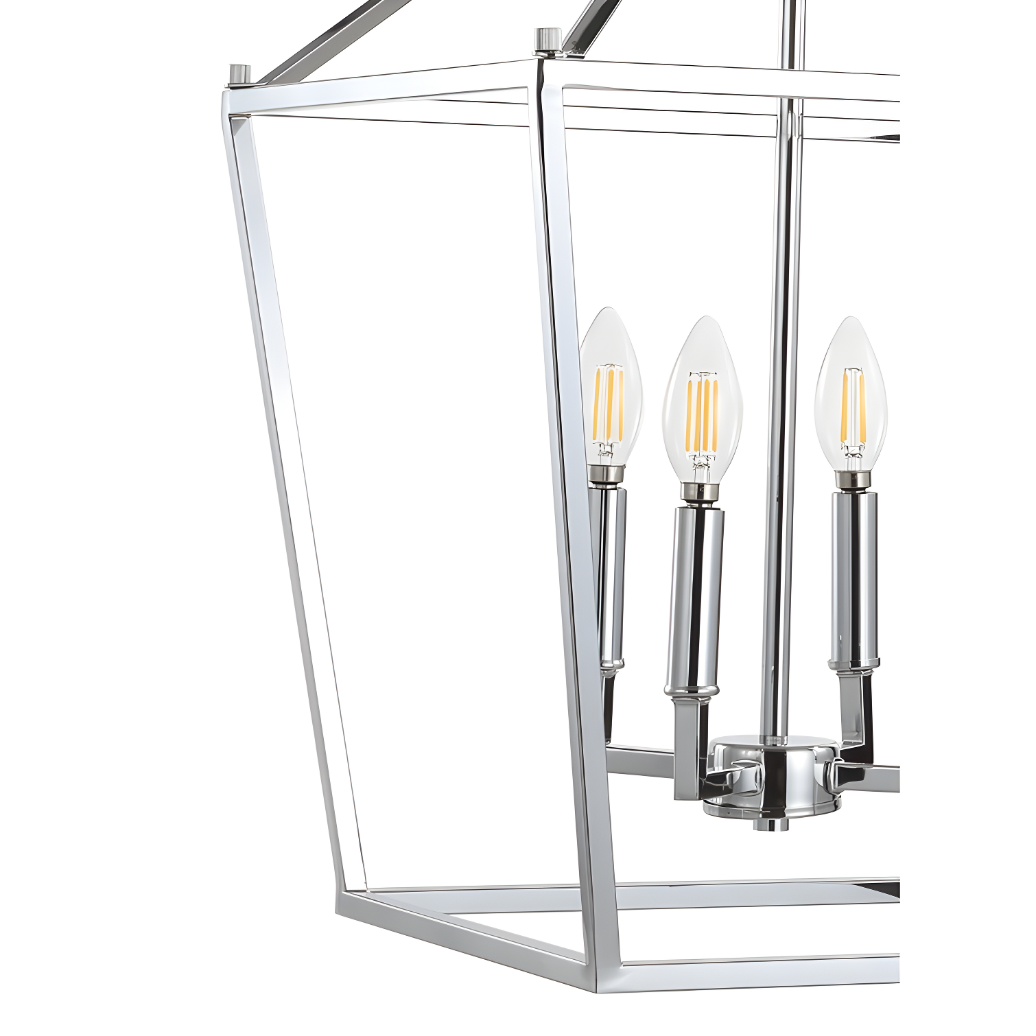 Pagoda 16" 4-Bulb Lantern Metal LED Pendant, Chrome