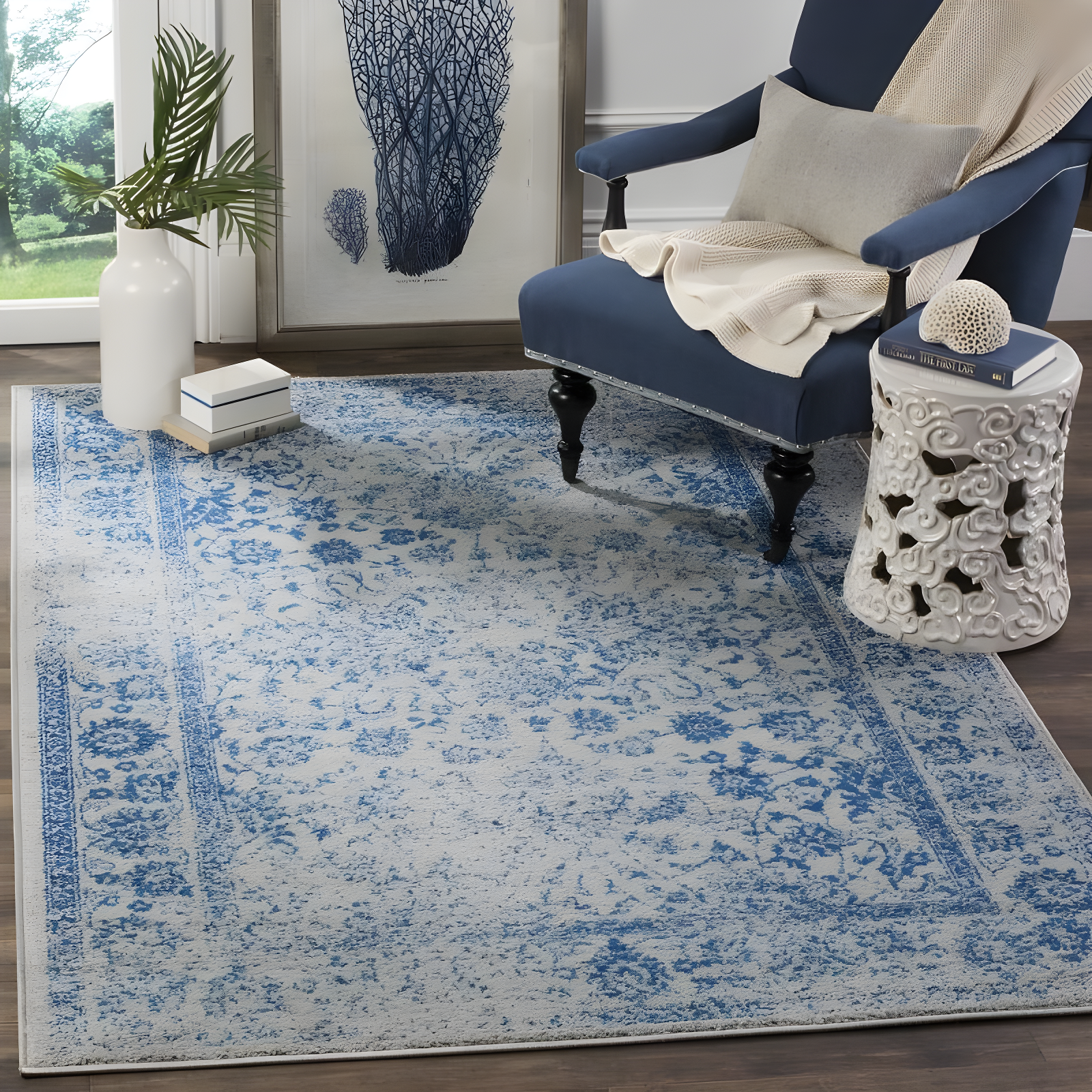 Adirondack ADR109 Machine Made Indoor Area Rug - Grey/Blue - 4'x6' - Safavieh