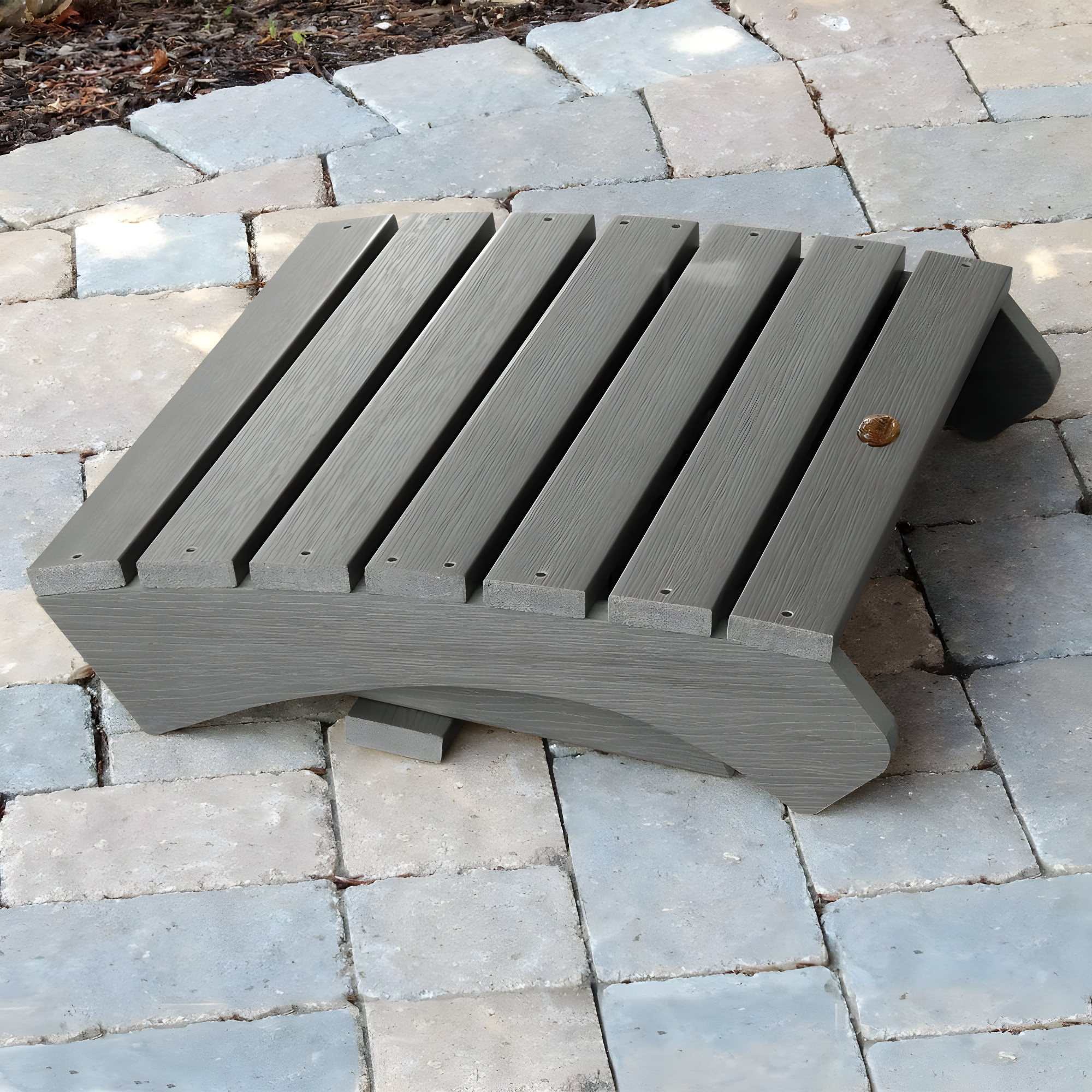 Folding Adirondack Patio Ottoman Coastal Teak Gray - highwood: All-Weather, Water-Resistant, No Assembly Required